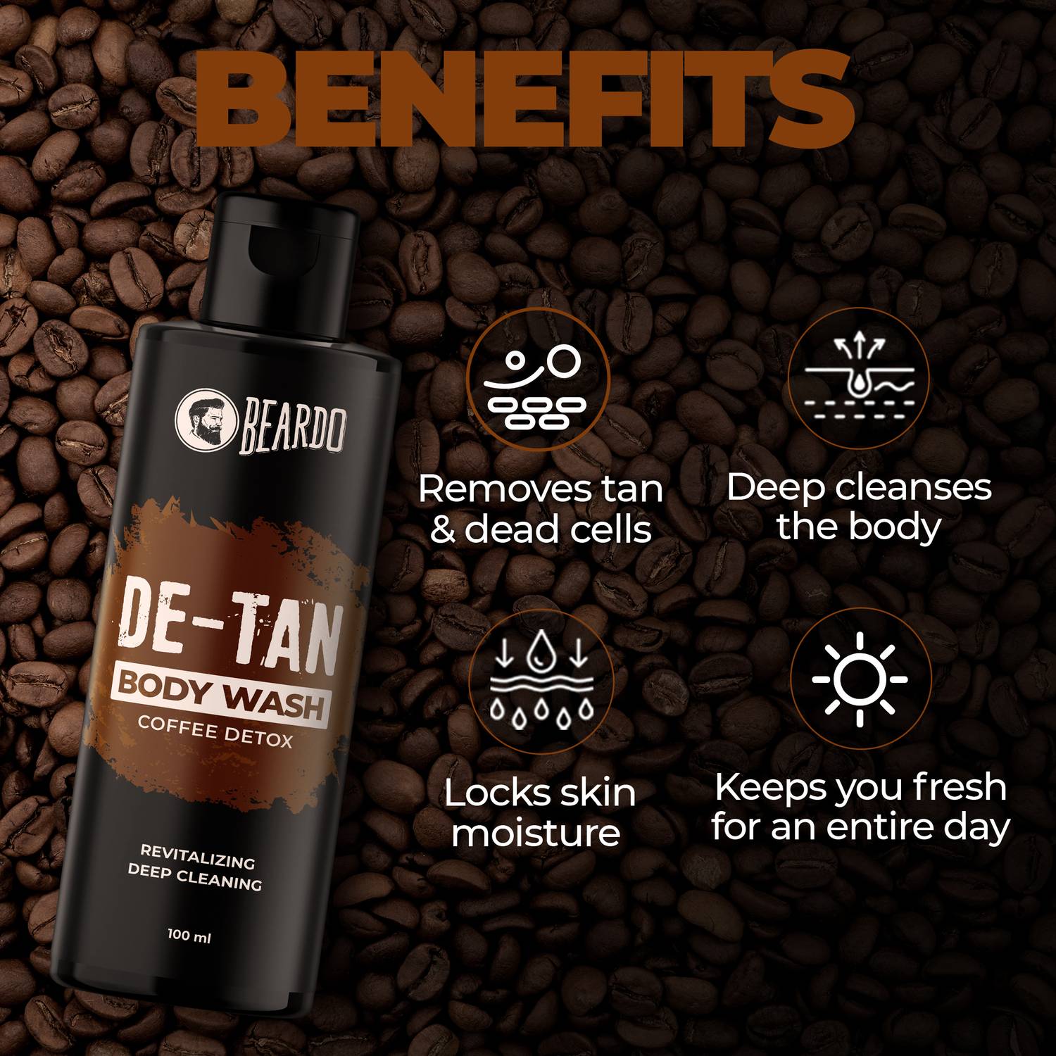 BEARDO De-Tan Body Wash Coffee & Aloe 200ml - Image 5