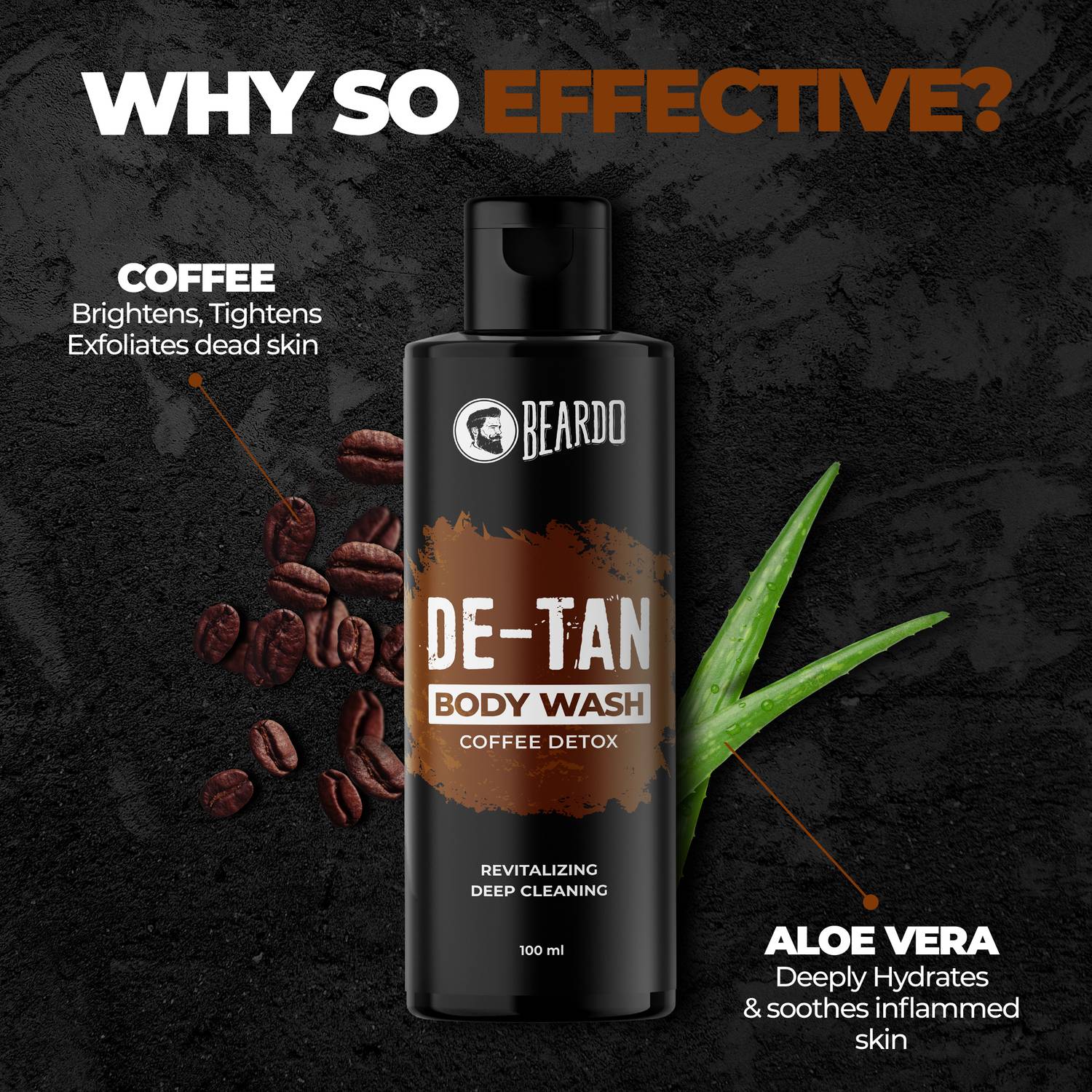 BEARDO De-Tan Body Wash Coffee & Aloe 200ml - Image 3