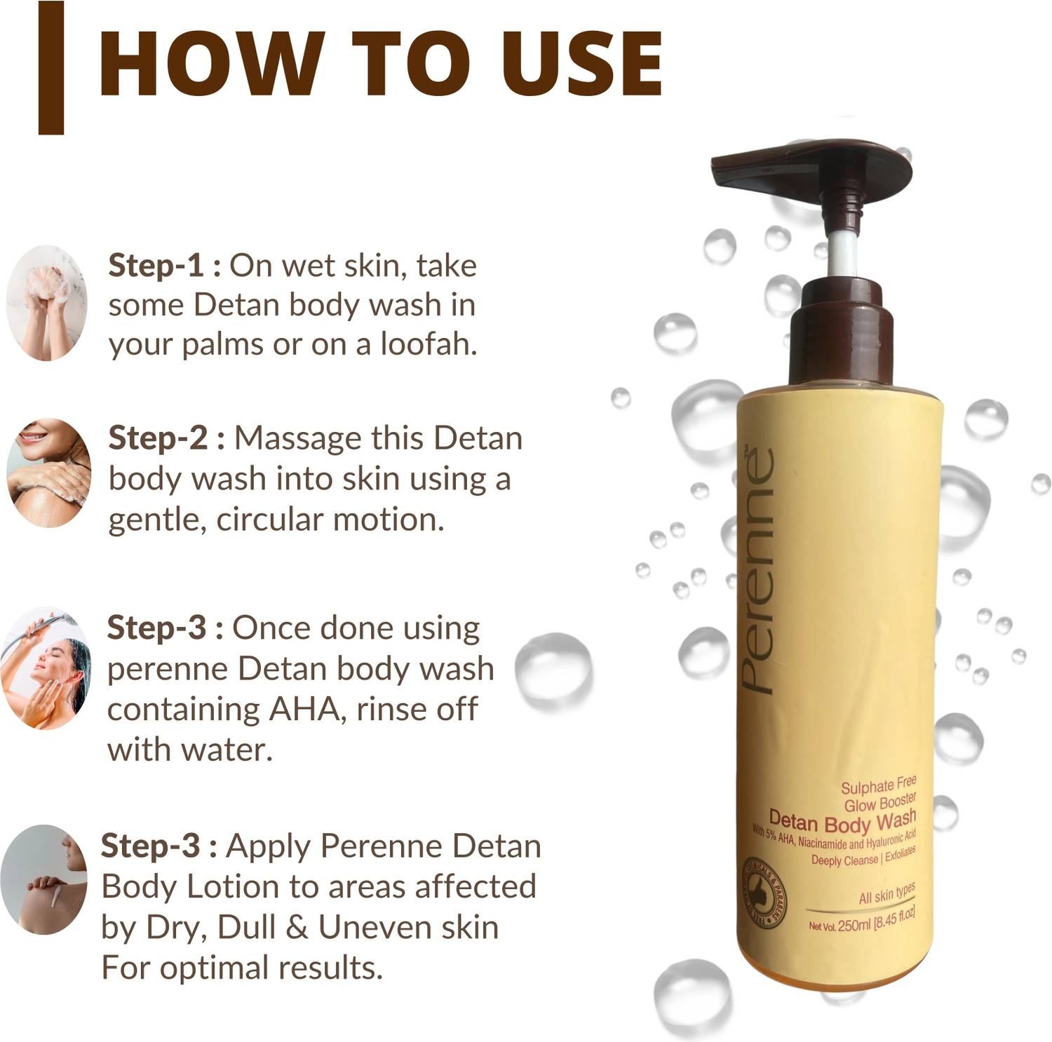 Perenne Glow Booster Detan Body Wash 250 ml - Image 4