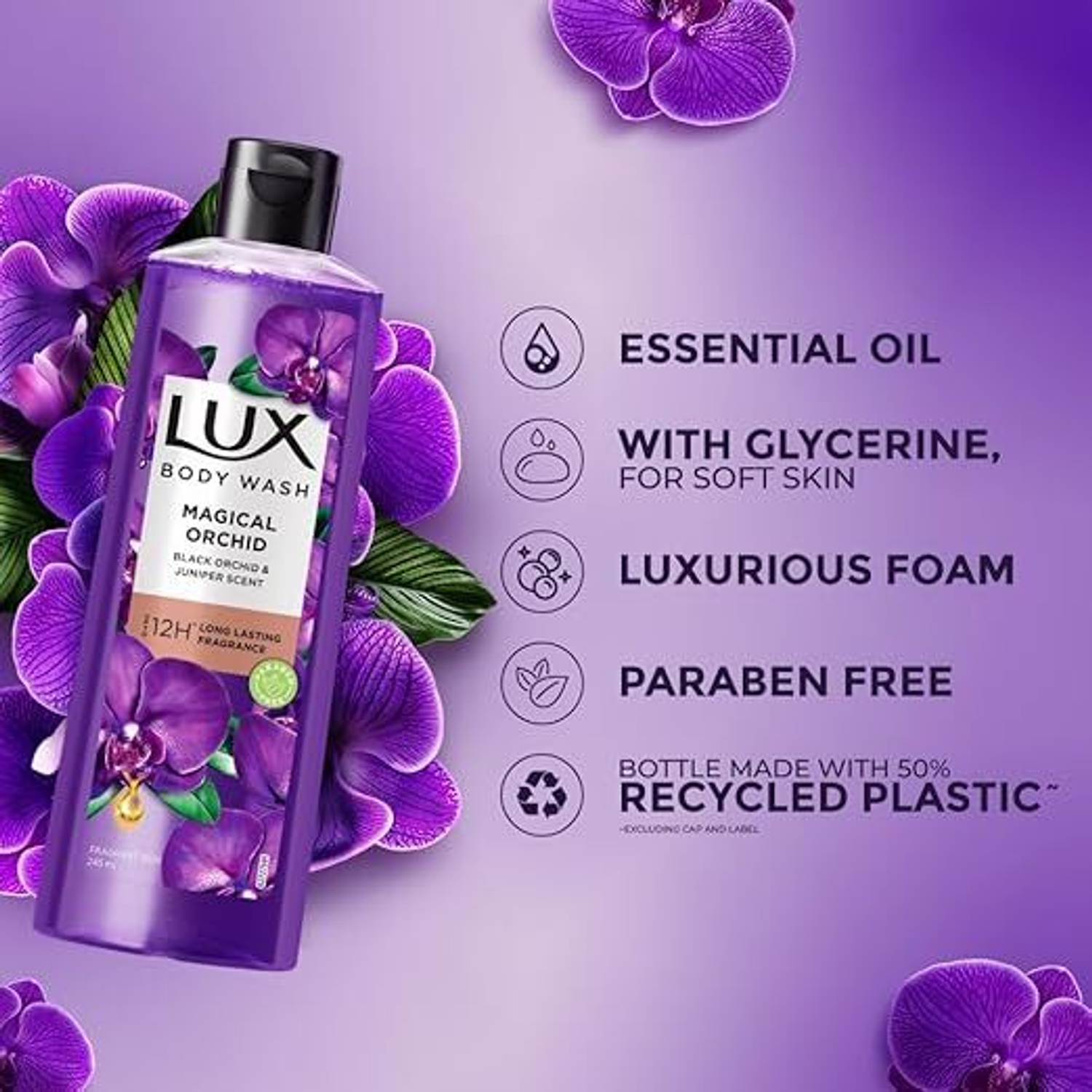 LUX Body Wash Fragrant Skin Black Orchid & Jupiter Scent 245ml - Image 3