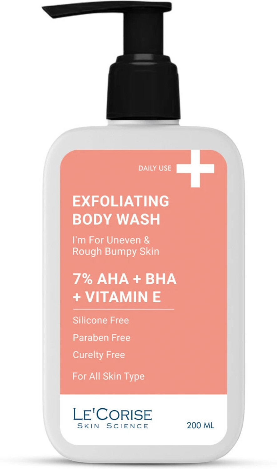 Image of Le'Corise 7% AHA BHA Exfoliating Body Wash | De-Tan Glycolic & Salicylic Acid Shower Gel