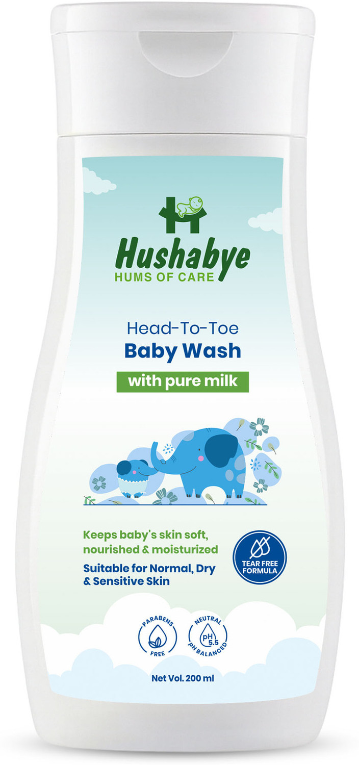 Image of Hushabye Head-To-Toe Baby Wash With Pure Milk & Pro Vitamin B5, Ph Balanced, Tear-Free