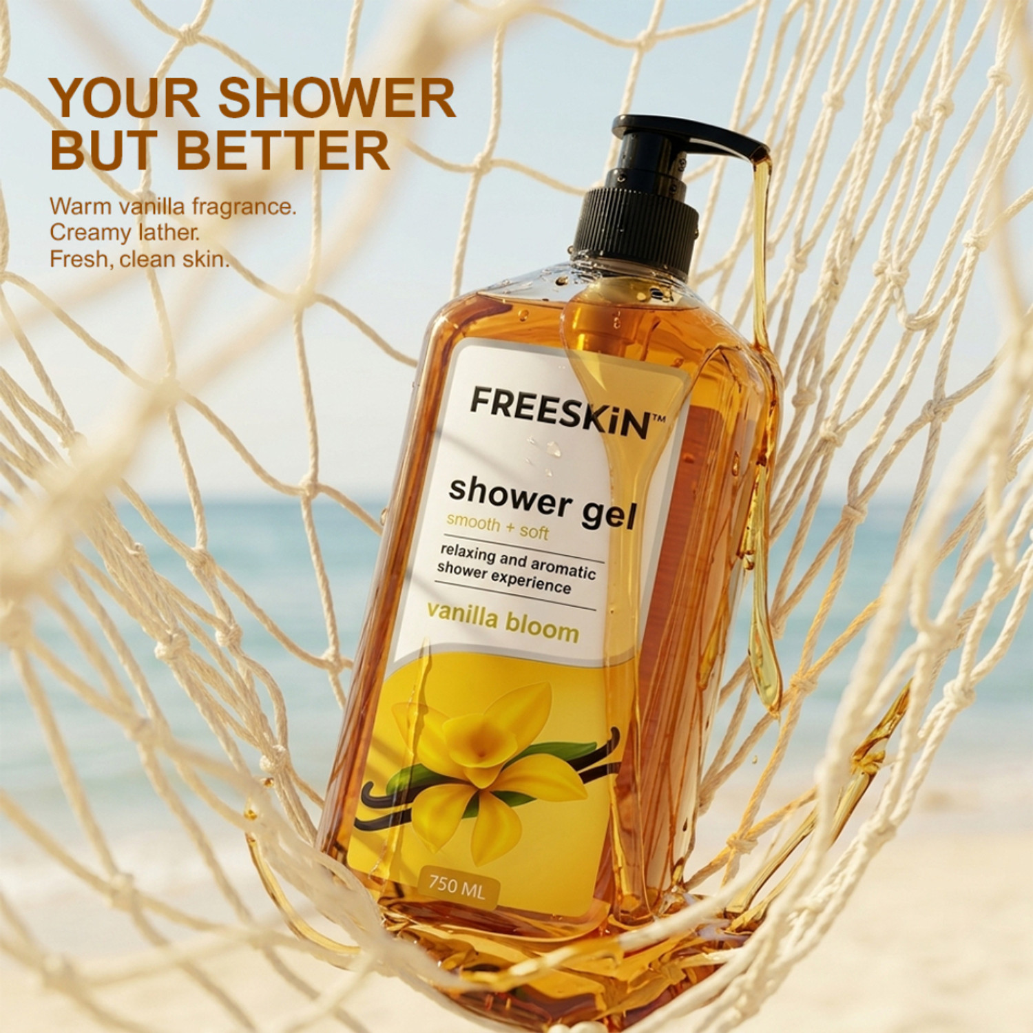 Image of Free Skin Vanilla Bloom Shower Gel | Smooth & Soft Body Wash for Vanilla Fragrance