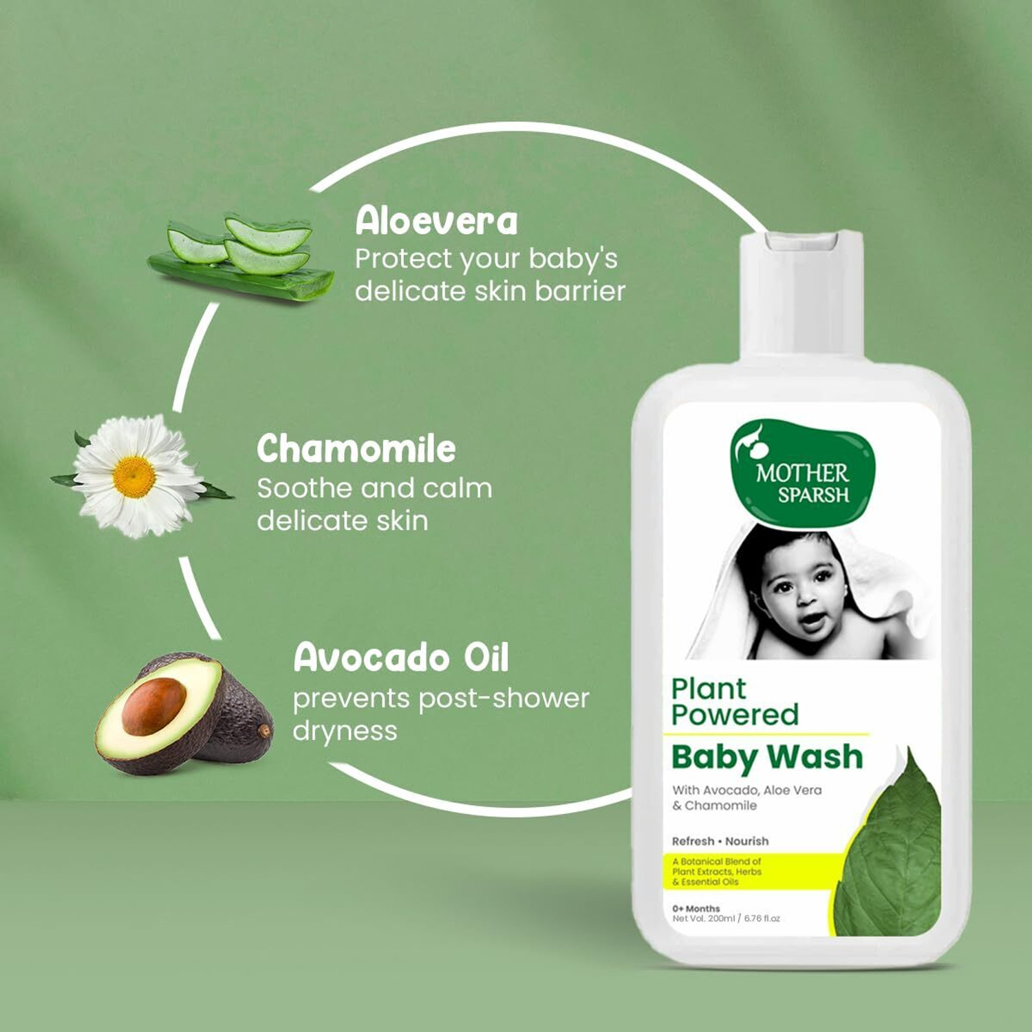 Image of Mother Sparsh Plant Power Natural Baby Wash