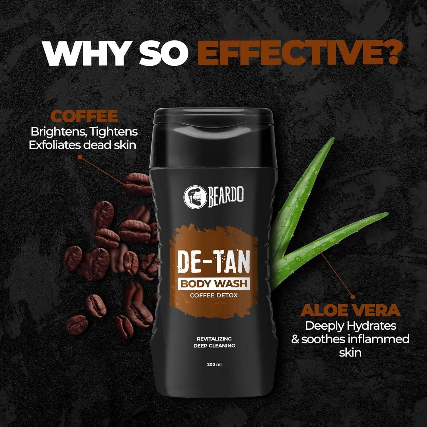 BEARDO Coffee & Aloe De-Tan Body Wash 200 ml - Image 4
