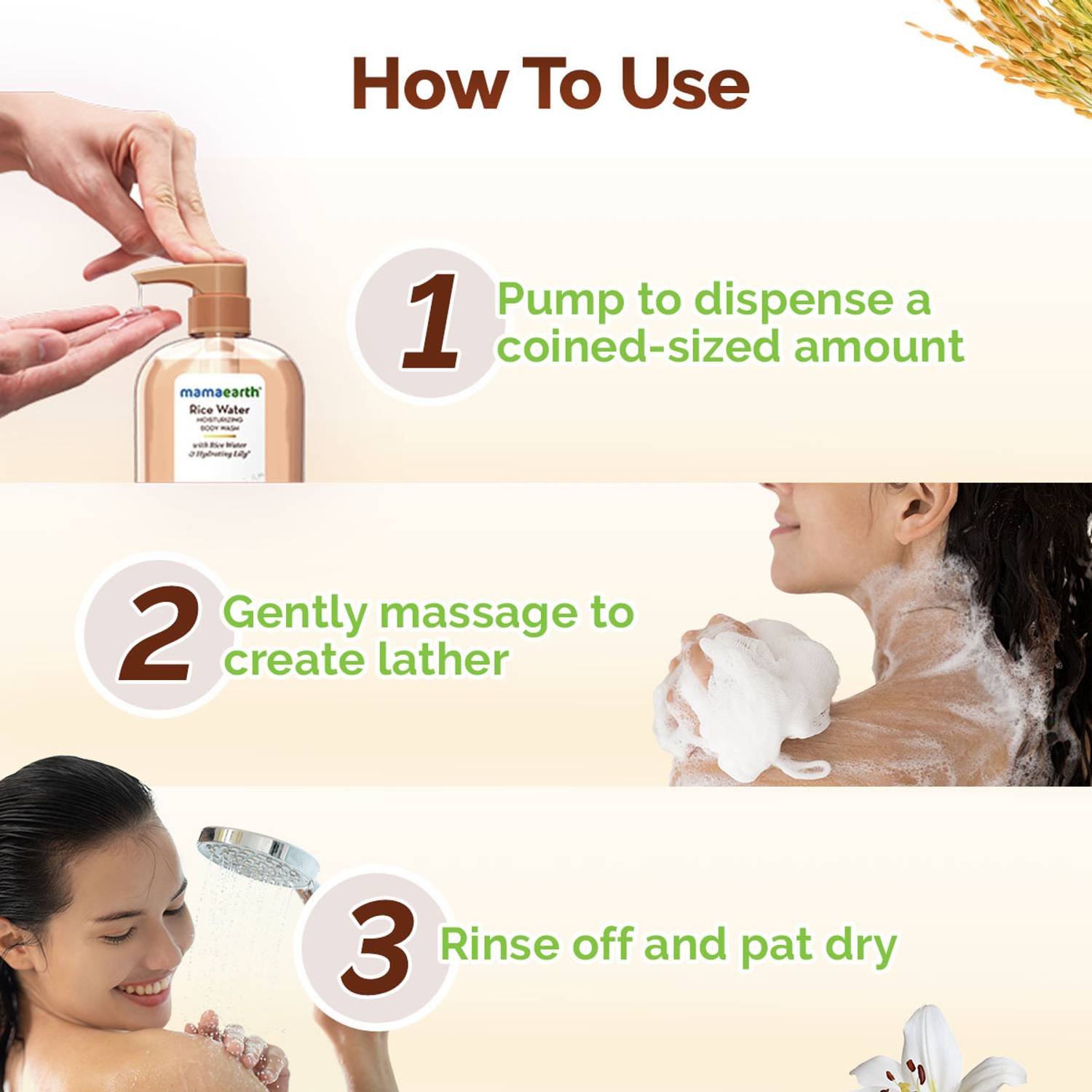 Mamaearth Rice Water Moisturizing Body Wash 275ml - Image 4