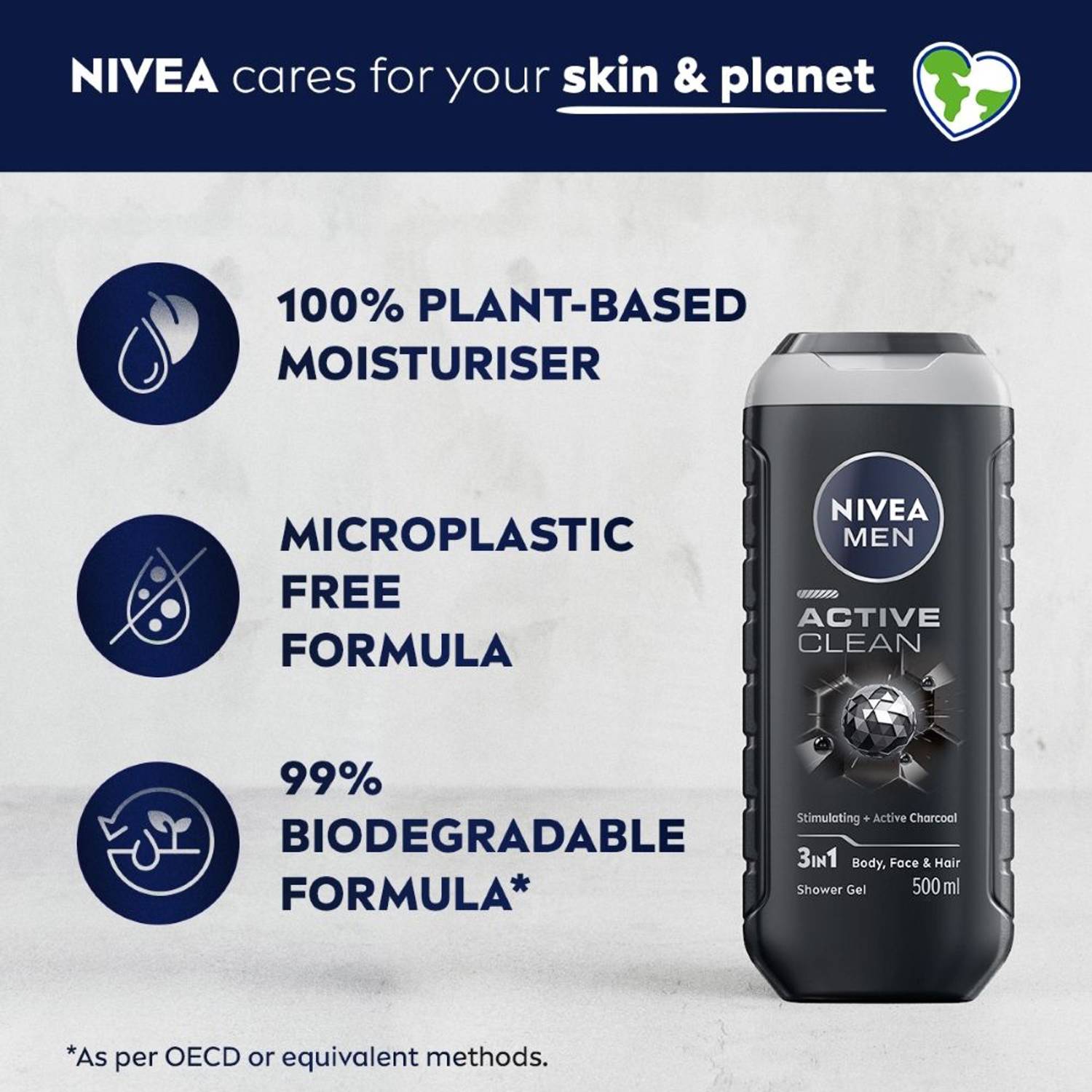 Nivea Men Active Clean Charcoal Body Wash 500 ml - Image 3