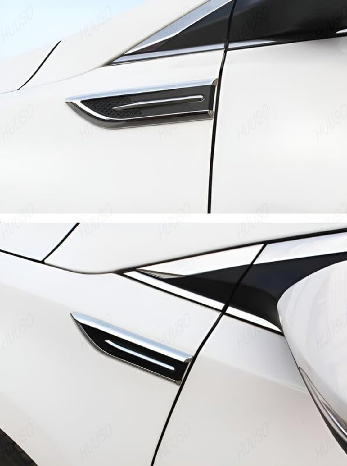 Image of LAVITRA Car Decorative Air Flow Duct Racing Side Vent Air Flow Chrome Plated Sticker Side Scoop