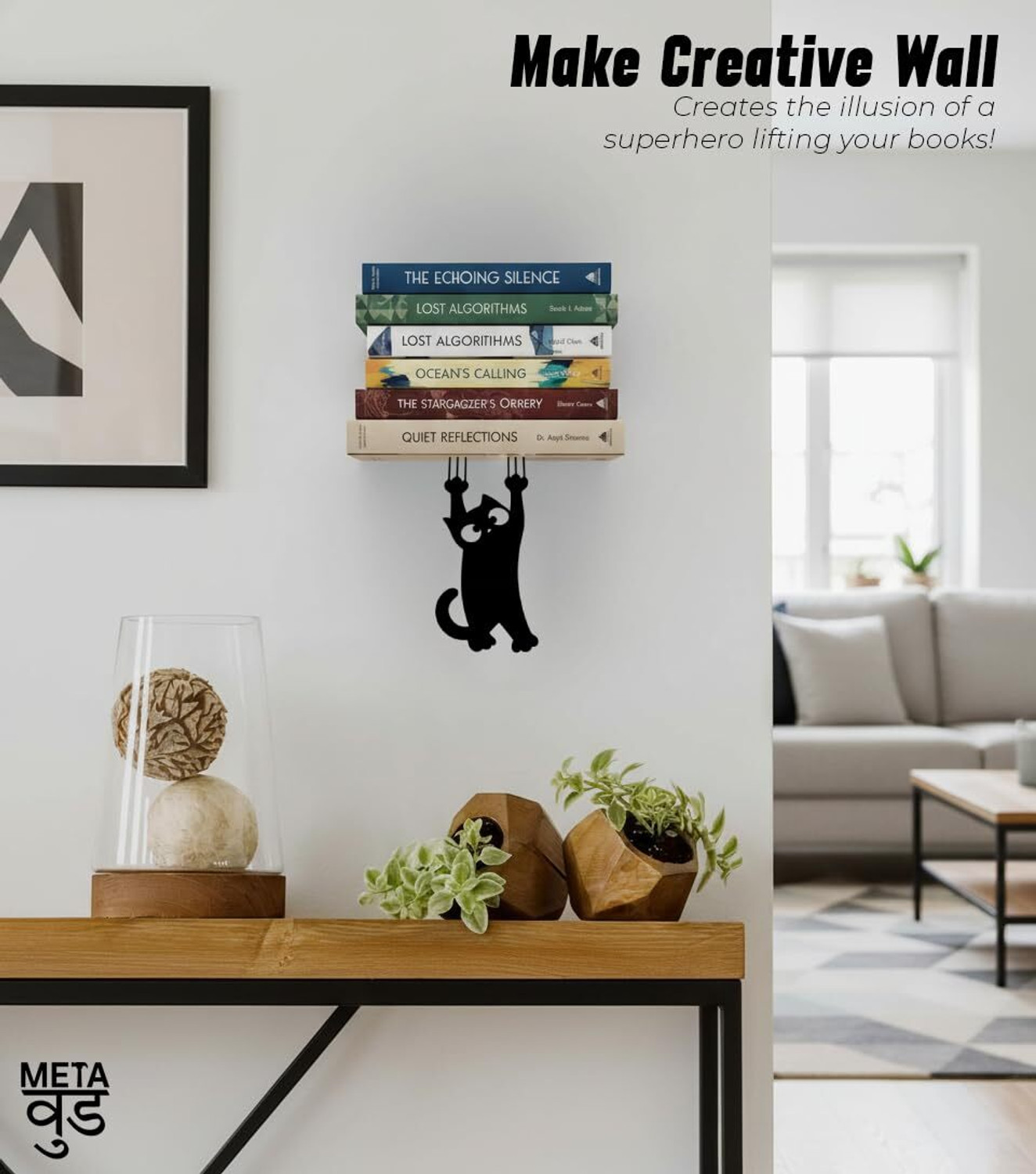 Image of MetaWood Wall Mounted Book End (cat) Iron Book End