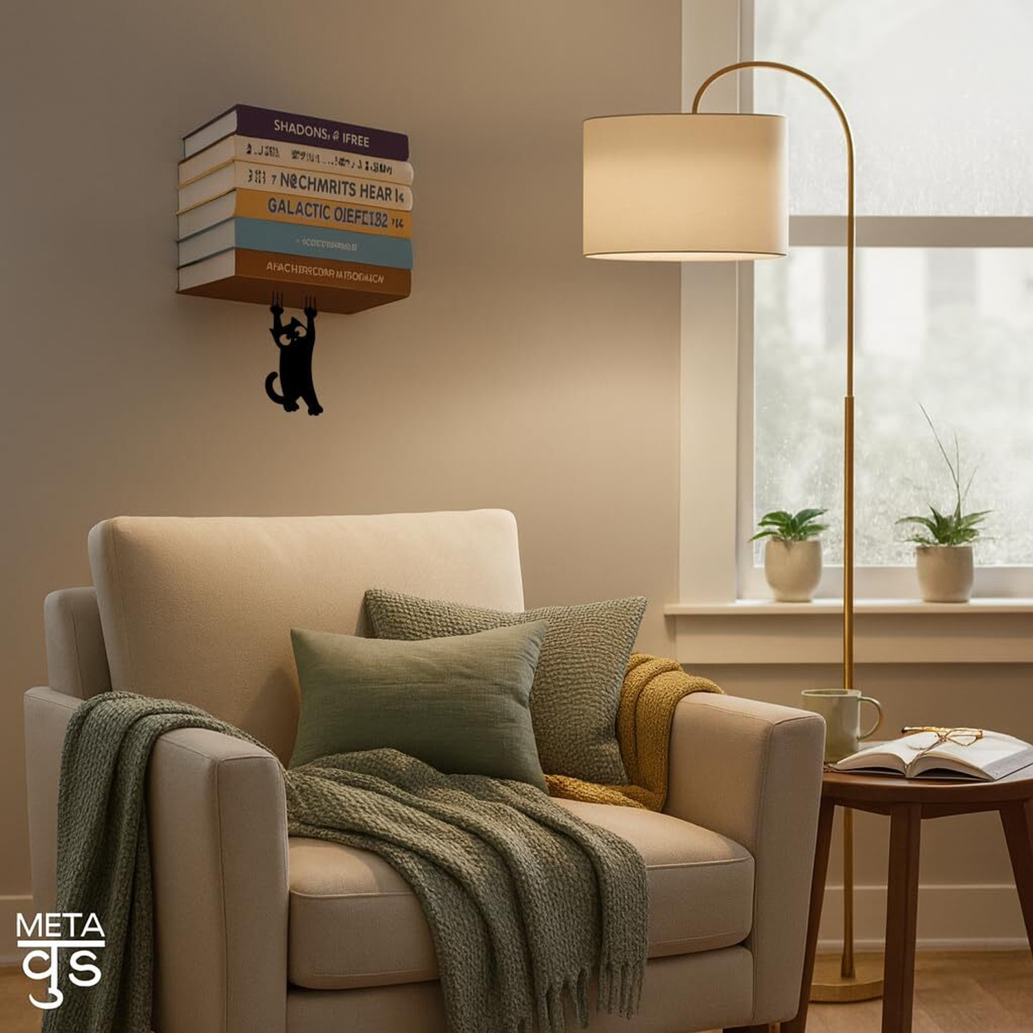 Image of MetaWood Wall Mounted Book End (cat) Iron Book End