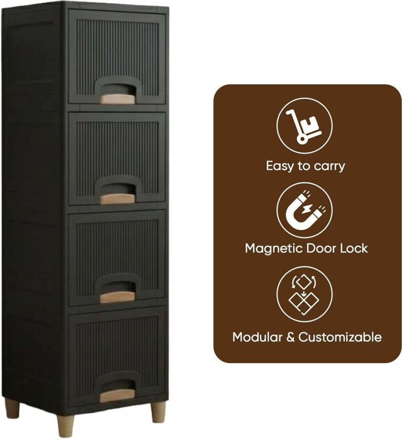 Image of GROTHEORY Vertical Tower with Smooth Glide Roller Drawers Plastic Shoe Stand