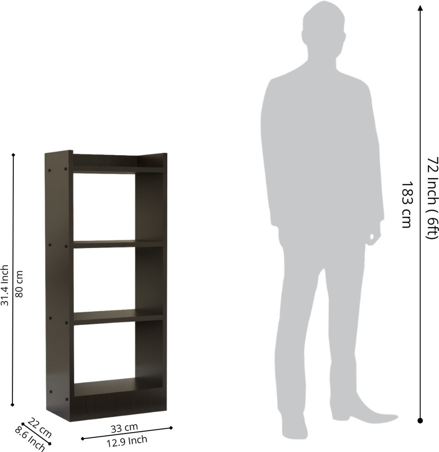 Image of neuspace Eiffel 3 Layer Engineered Wood Open Book Shelf