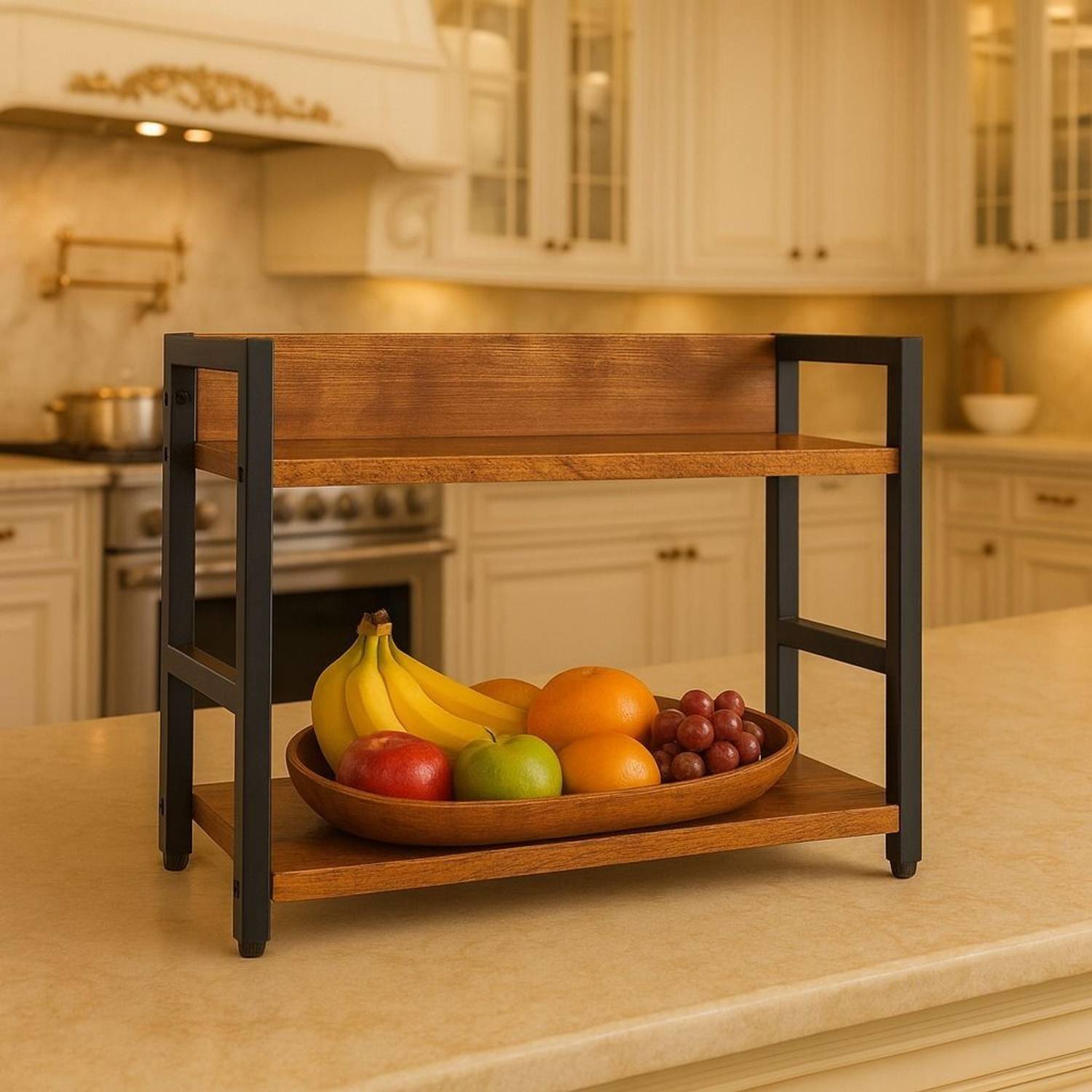 House Of Akasha Space Saving 2-Tier Spice Rack Industrial Counter