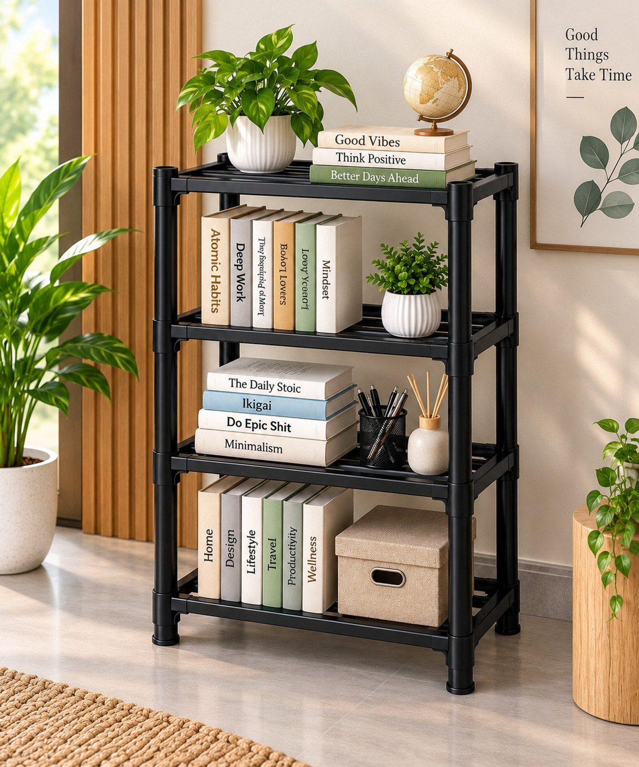 Image of jagahFlex 4 LAYER MULTIPURPOSE RACK Plastic Open Book Shelf