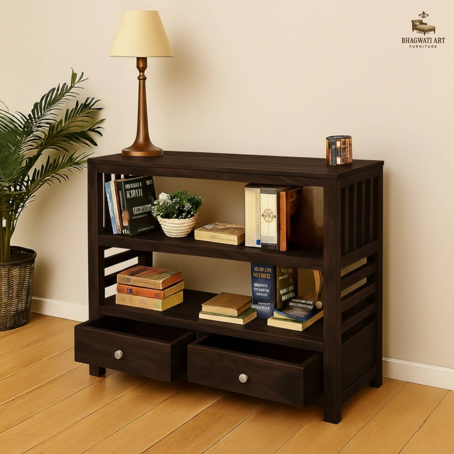 BHAGWATI ART Solid Sheesham Wood Console Table with 2 Drawer and