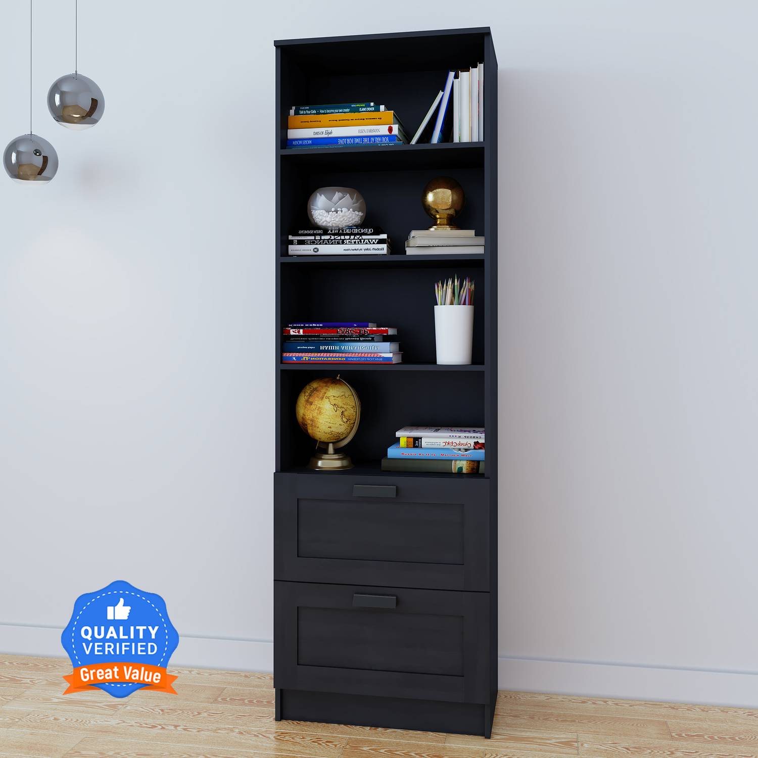 CARLTON LONDON Regal Engineered Wood Semi-Open Book Shelf