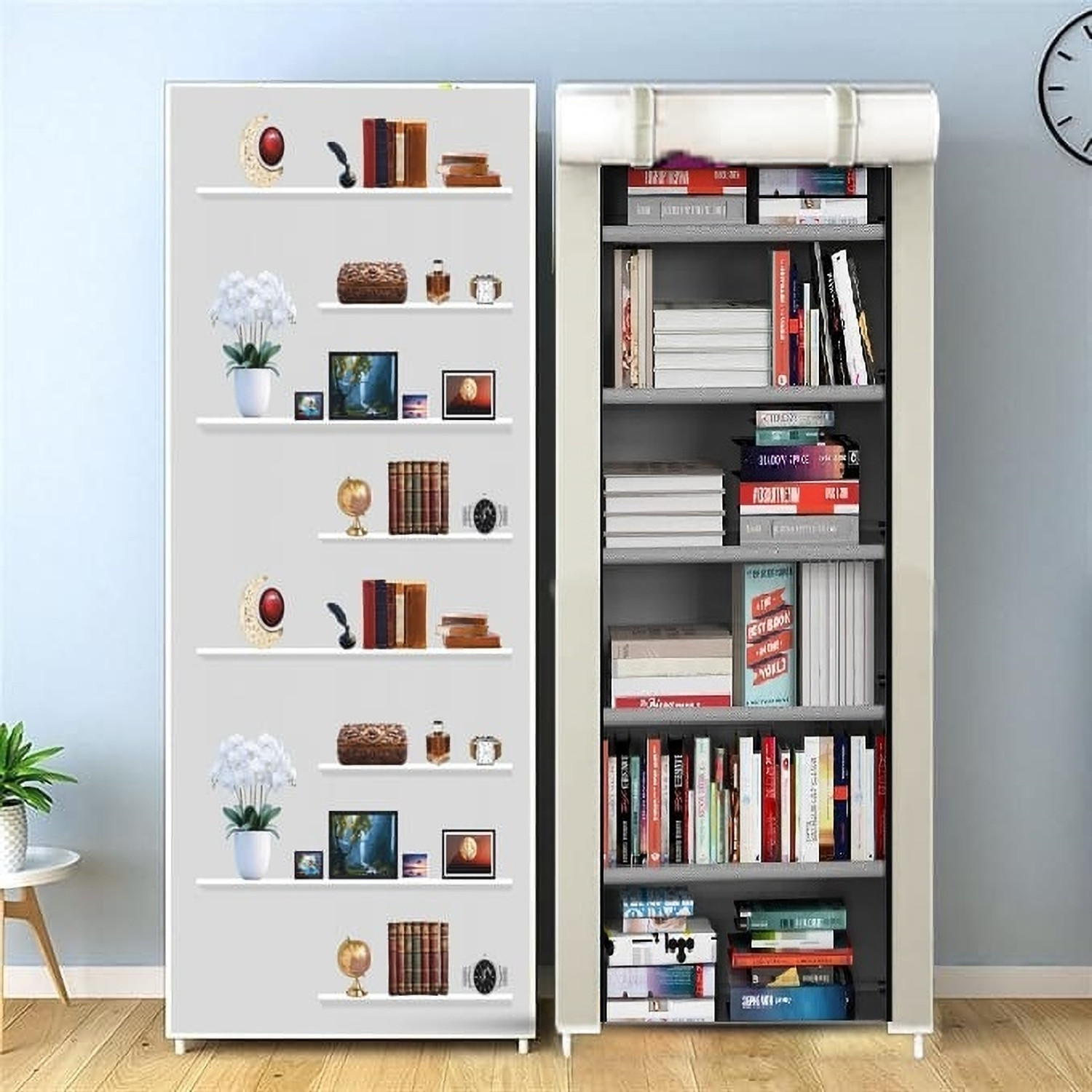 Image of CMerchants 6 Shelf Book Rack Print Metal Close Book Shelf