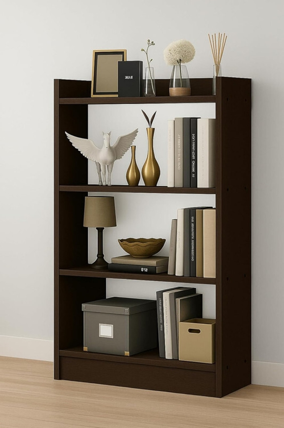 Image of Flipkart Perfect Homes 4 Tier Open Bookshelf Multipurpose for Home Rack Showcase Organizer 61*24*91cm Engineered Wood Open Book Shelf