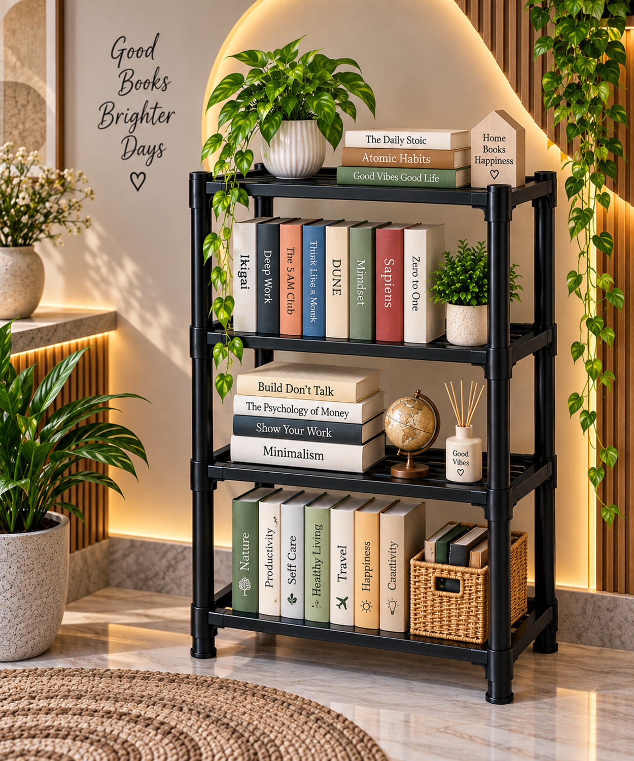 Image of AasanMode 4 LAYER MULTIPURPOSE RACK Plastic Open Book Shelf