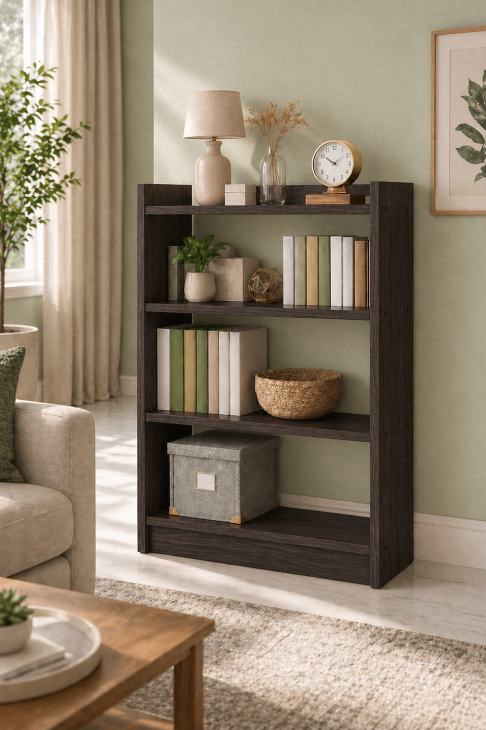 Image of Flipkart Perfect Homes 4 Tier Open Bookshelf Multipurpose for Home Rack Showcase Organizer 61*24*91cm Engineered Wood Open Book Shelf