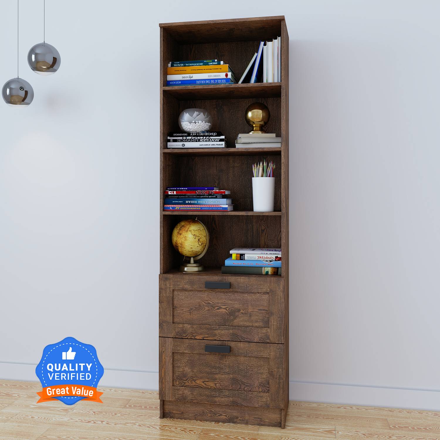 CARLTON LONDON Regal Engineered Wood Semi-Open Book Shelf