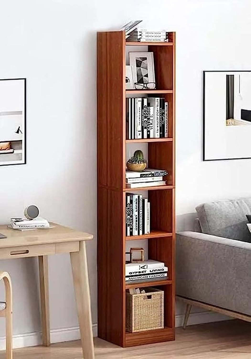 Image of LUKZER 6 Layer Bookcase Multipurpose Rack (MR-005) Engineered Wood Open Book Shelf