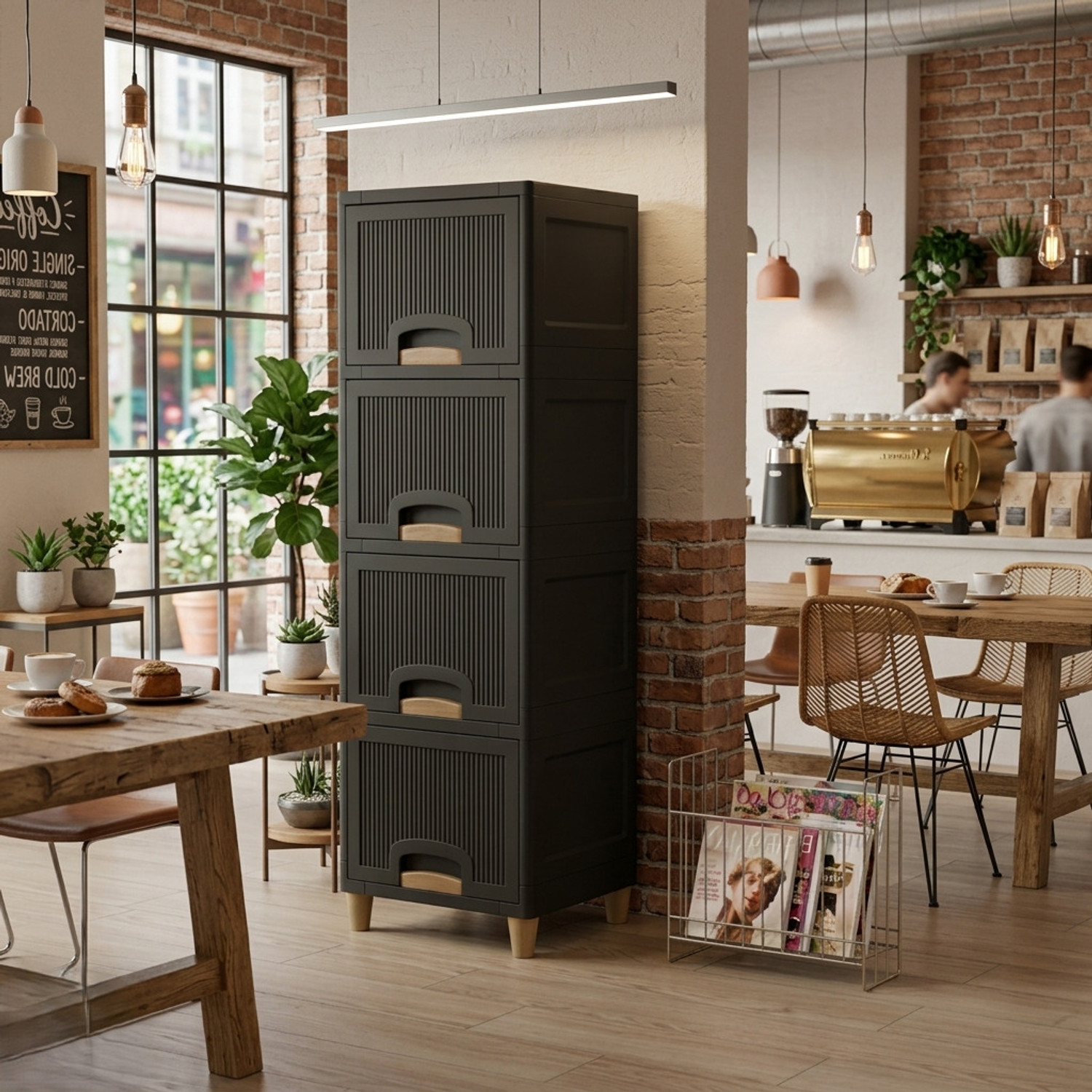 Image of GROTHEORY Space Efficient Multi-Layer Storage Cabinet for Home Plastic Close Book Shelf