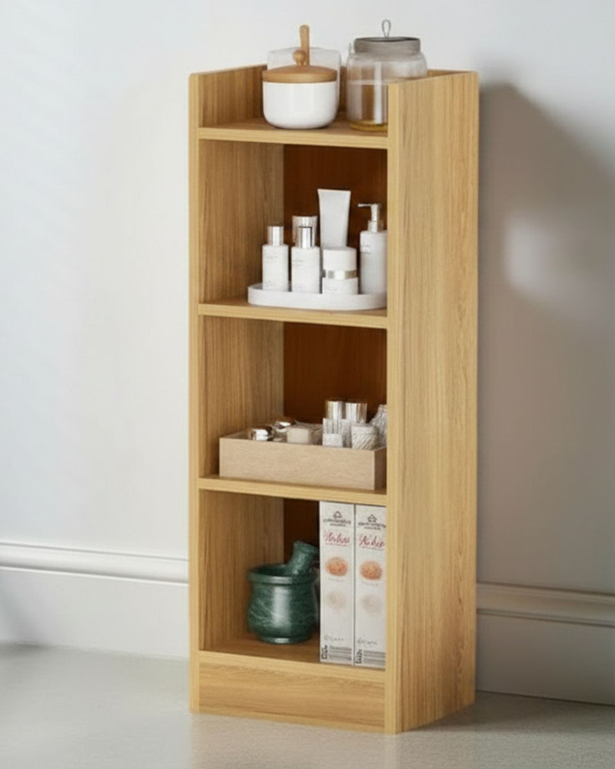 Image of sbf furniture Modern Compact Wooden Bookshelf - 3 Tier Ladder Shelf for Home & Office Decor Engineered Wood Open Book Shelf