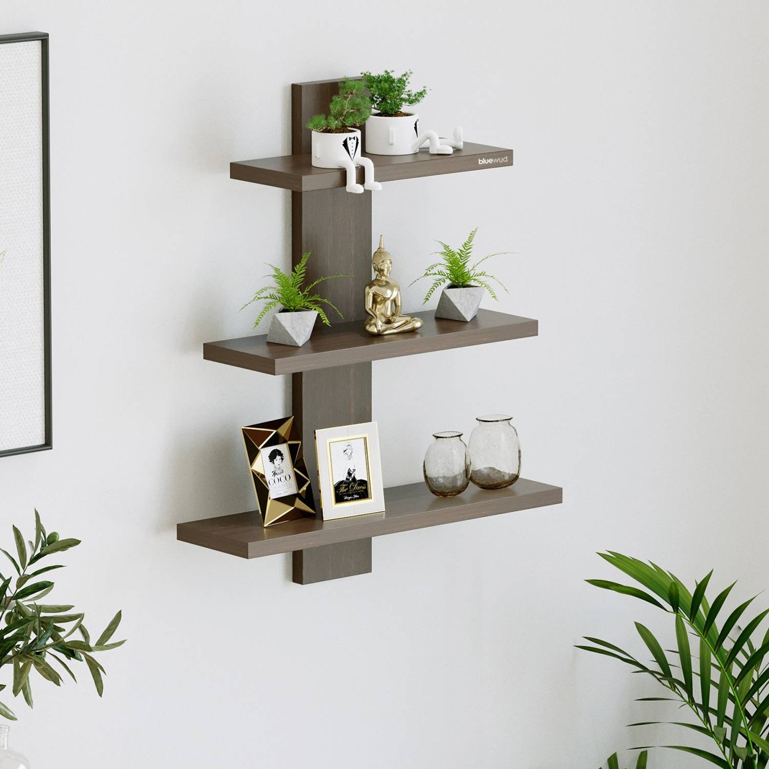 BLUEWUD Phelix Engineered Wood Open Book Shelf