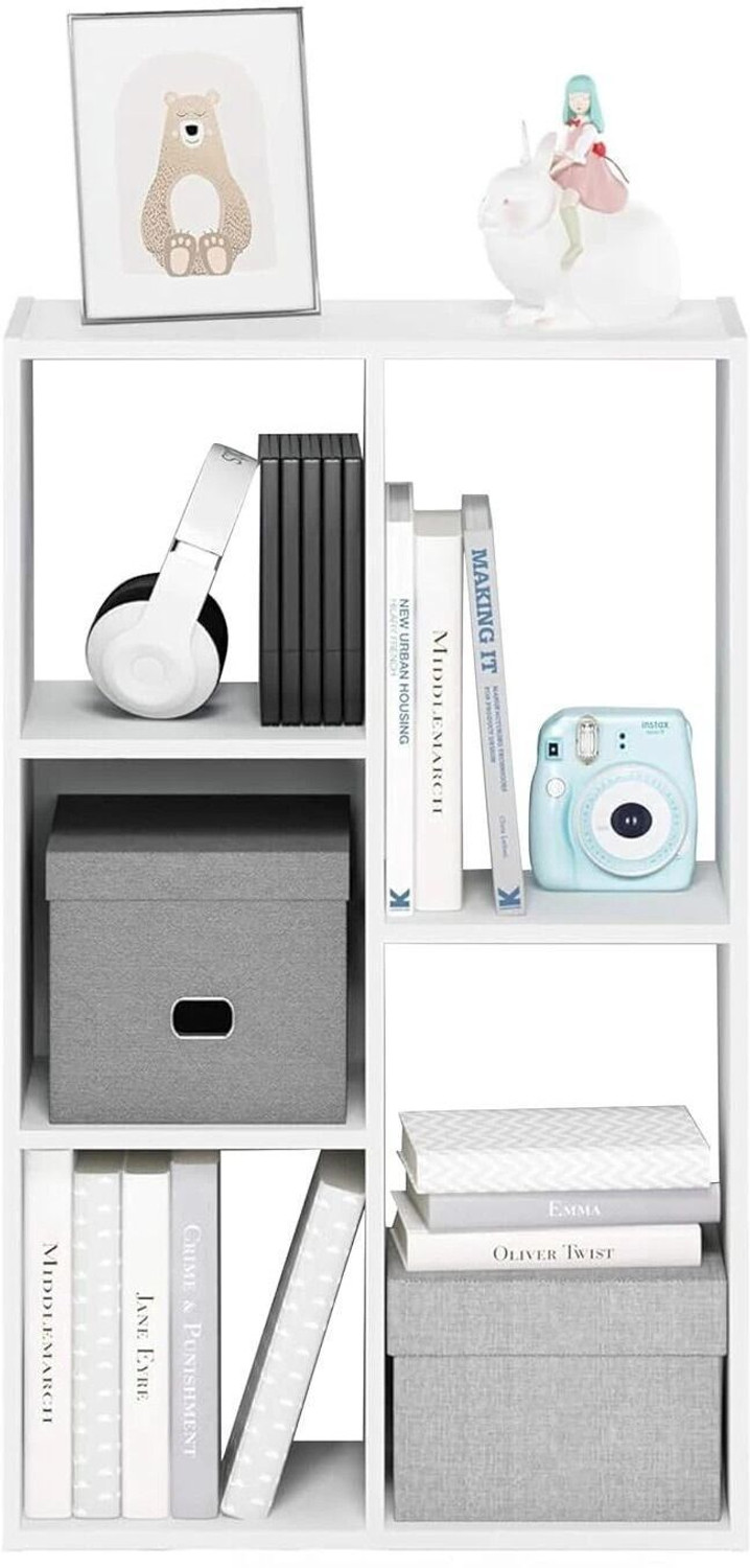 Image of Enigmatic Woodworks 5 Cube Bookshelf, Multi-Purpose Storage Organizer for Home, Office & Classroom Engineered Wood Open Book Shelf (Finish Color - White, DIY(Do-It-Yourself))