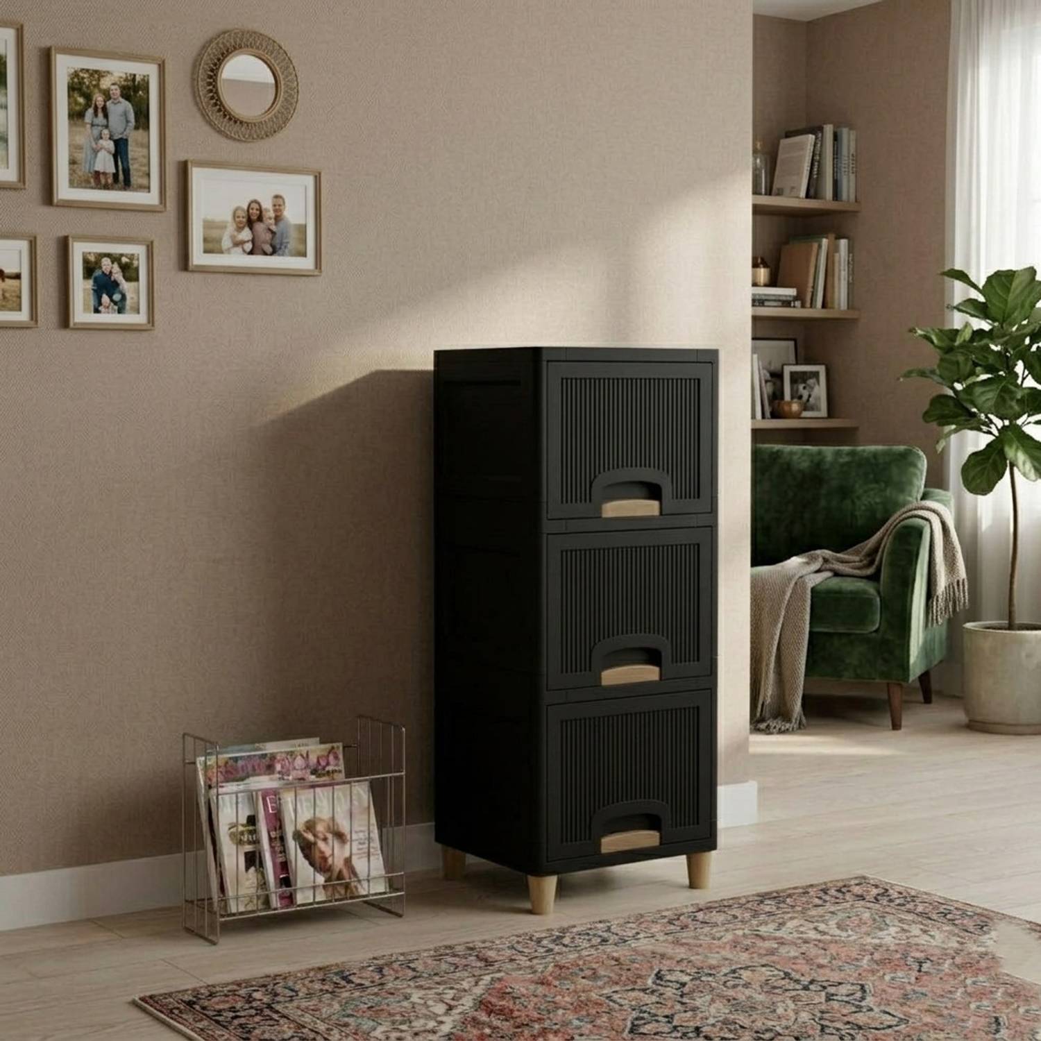 GROTHEORY Space Efficient Multi-Layer Storage Cabinet for Home Plastic Close Book Shelf