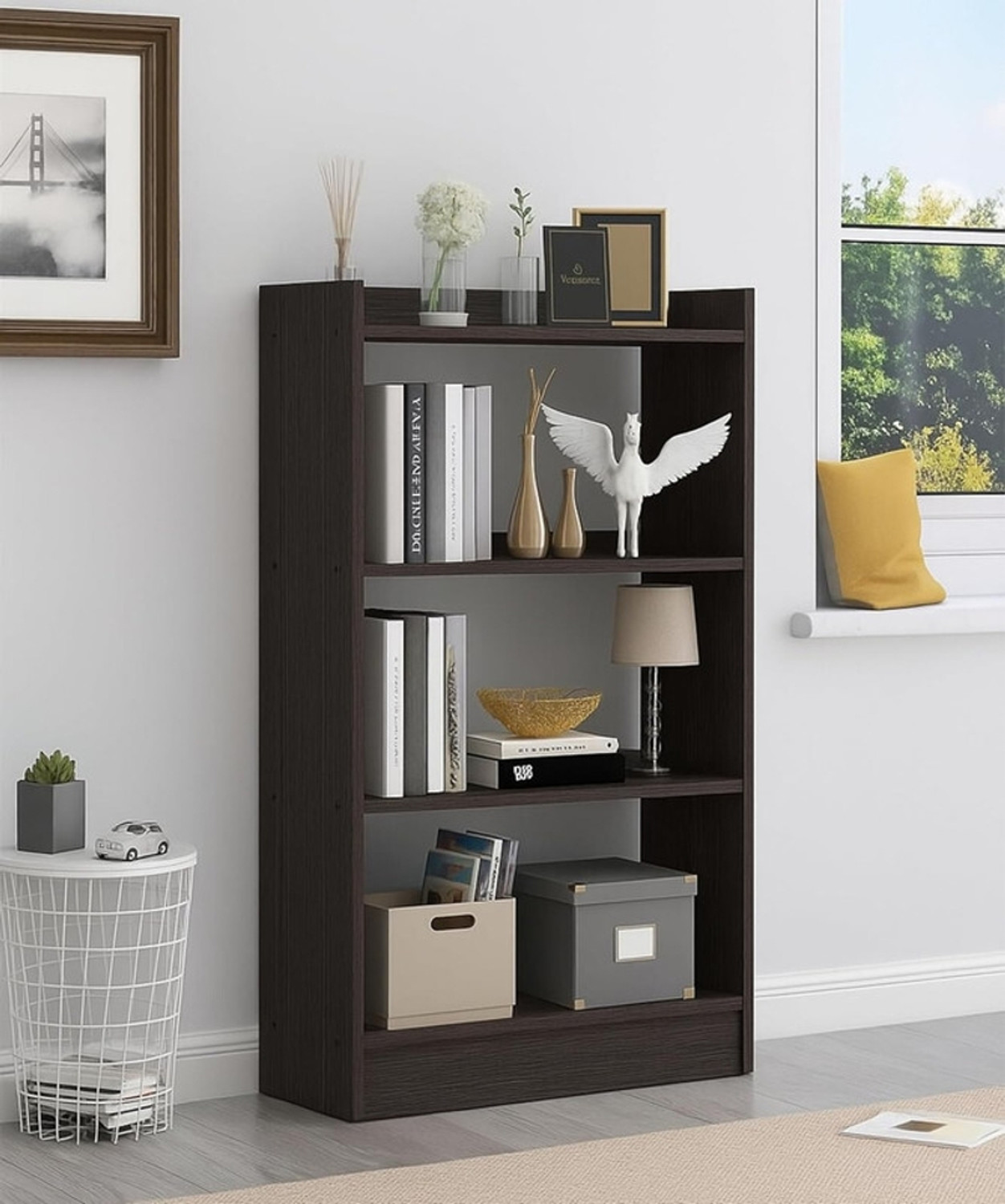 Image of Flipkart Perfect Homes 4 Tier Open Bookshelf Multipurpose for Home Rack Showcase Organizer 61*24*91cm Engineered Wood Open Book Shelf