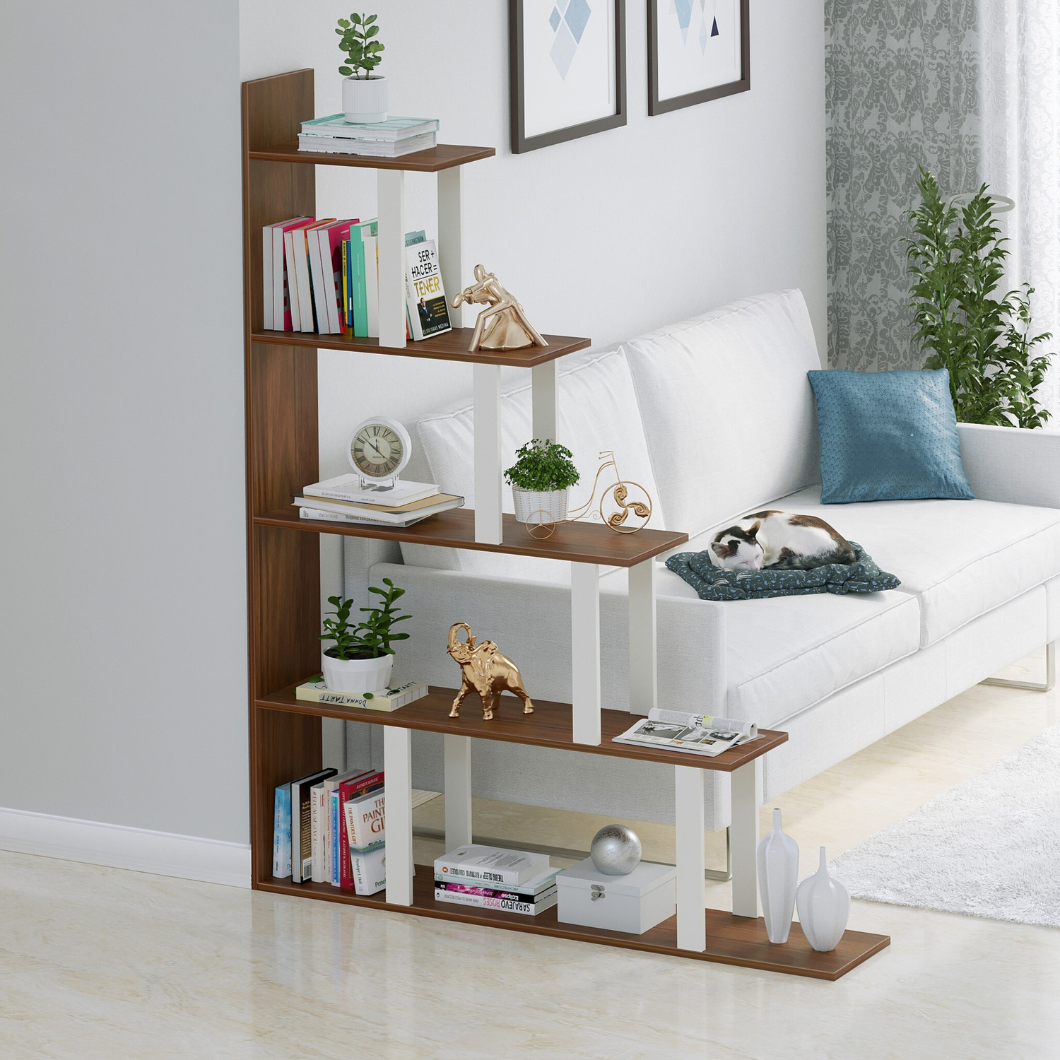 Image of BLUEWUD Engineered Wood Open Book Shelf