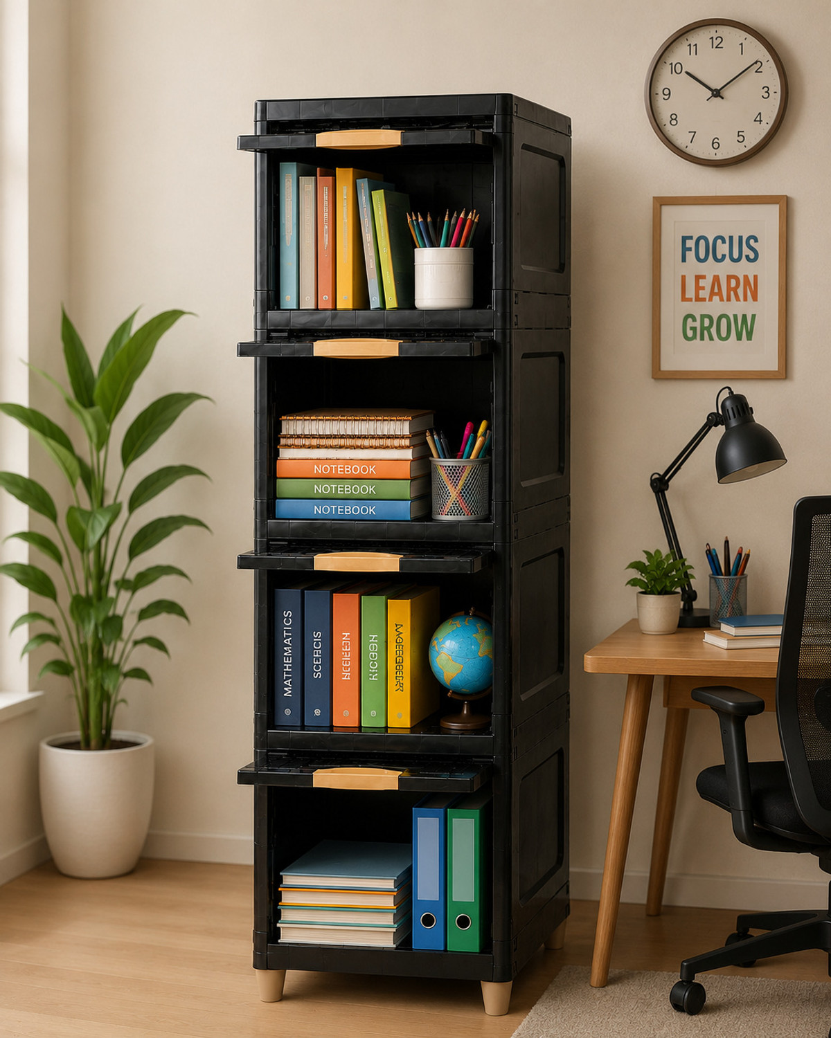 Image of AK10ZONE Plastic Semi-Open Book Shelf