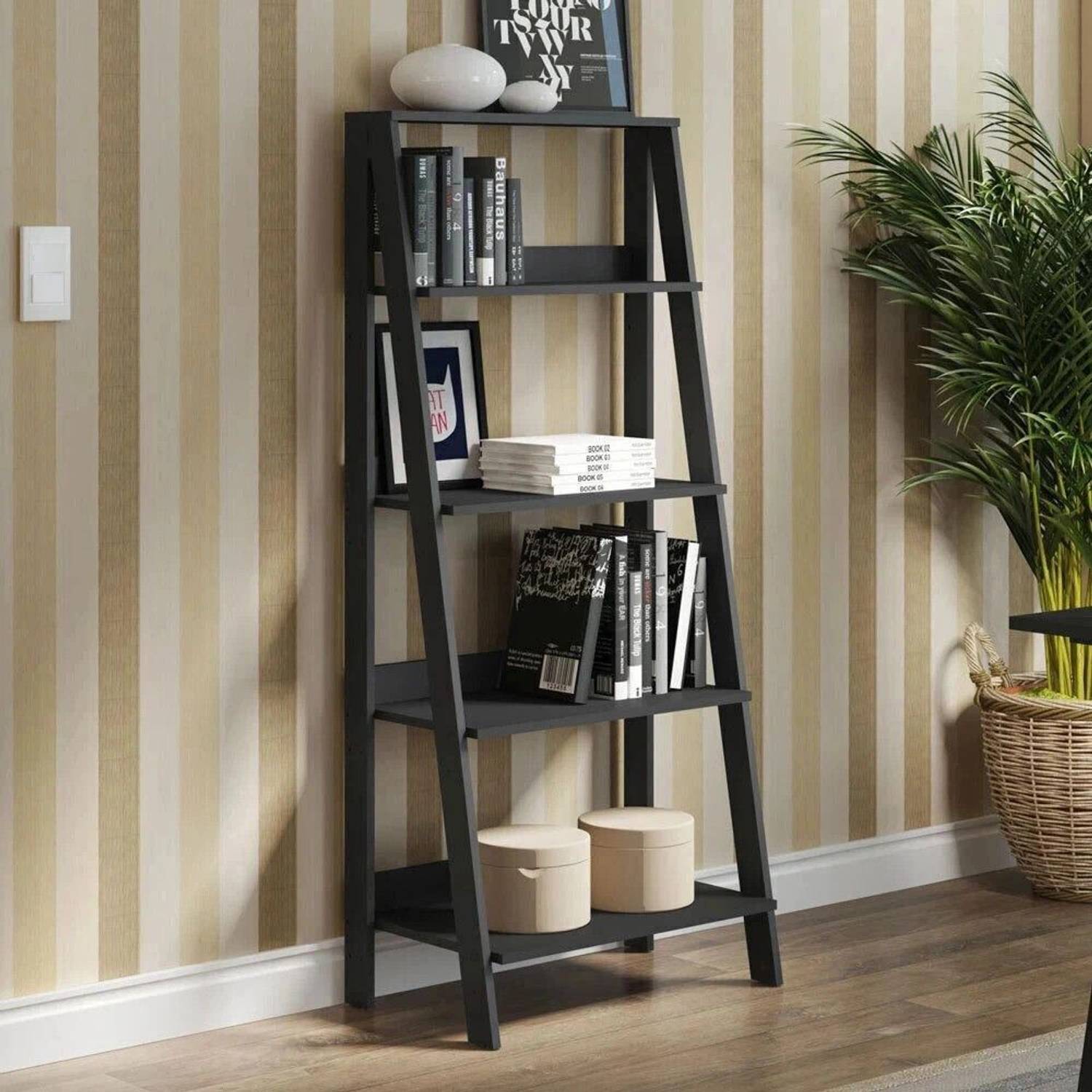 Madesa Ladder Shelf Engineered Wood Open Book Shelf Price in India