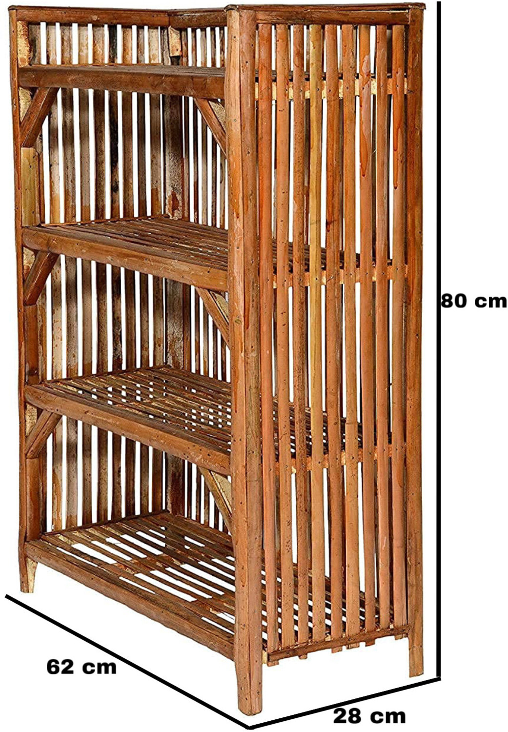 Image of Evergreen Best Wooden 4 Tier Rack Shoe Stand Kitchen Space Saving Storage Sustainable Bamboo Open Book Shelf
