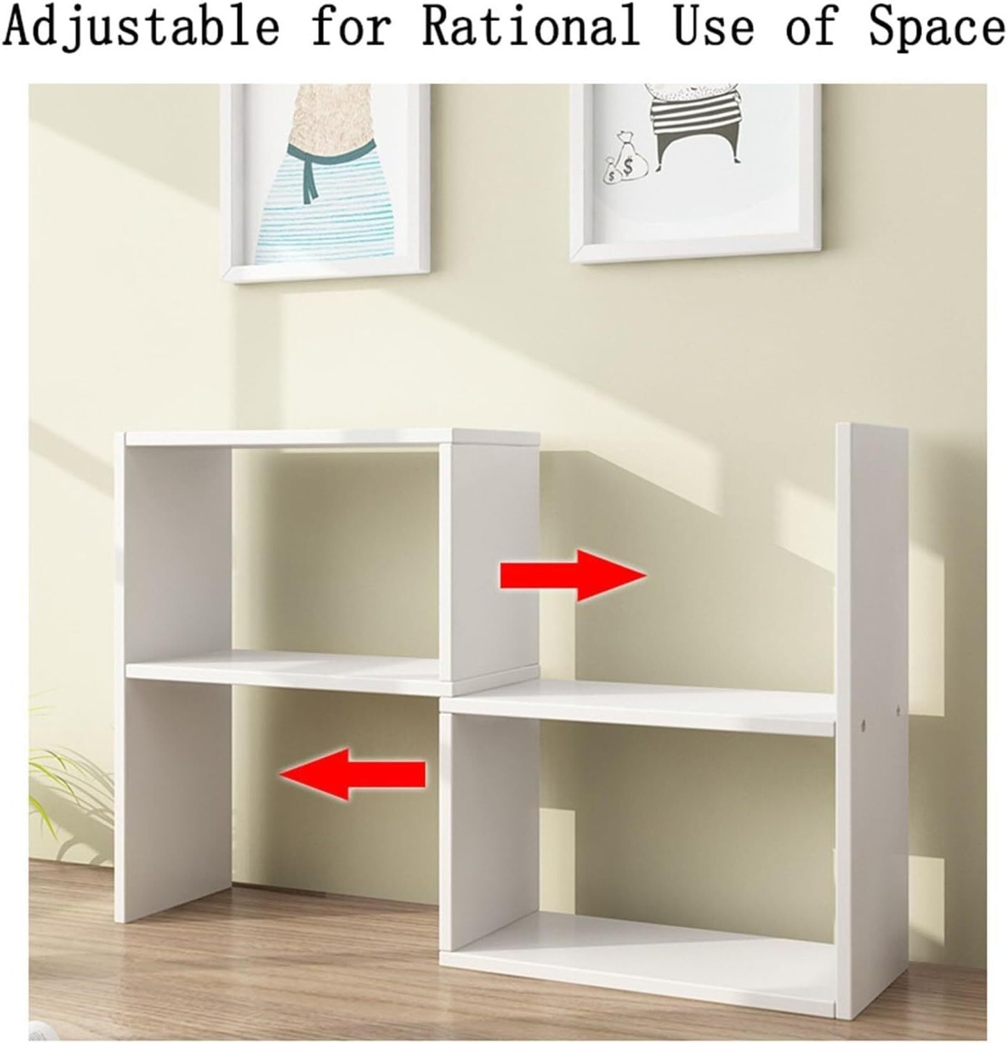Image of UniAart Small Desk Organizer for Small Spaces for Dorm Office Home Engineered Wood Open Book Shelf
