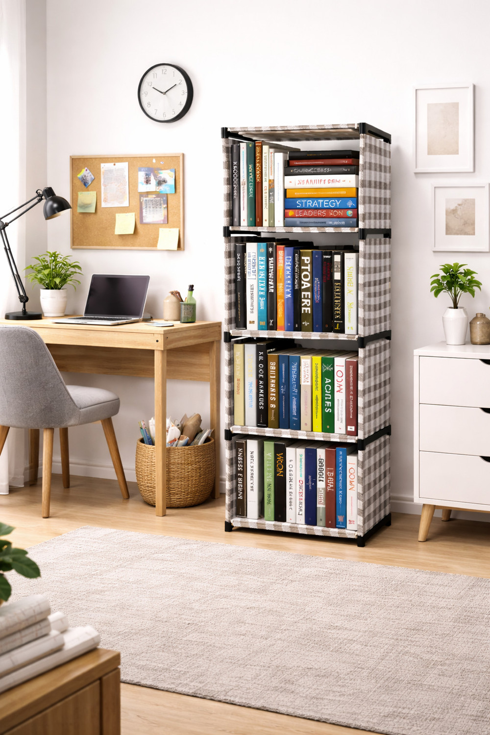 Image of Saklak 5 layer premium bookshelf with fabric cover Plastic Open Book Shelf