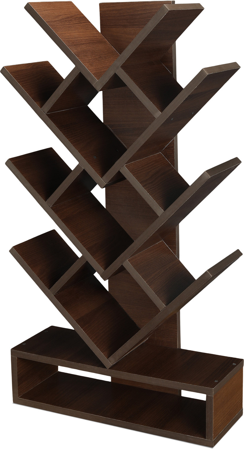 Image of NE Furniture Tree Bookshelf 5-Shelf Floor Standing Bookcase Free Standing Magazines Books Engineered Wood Open Book Shelf