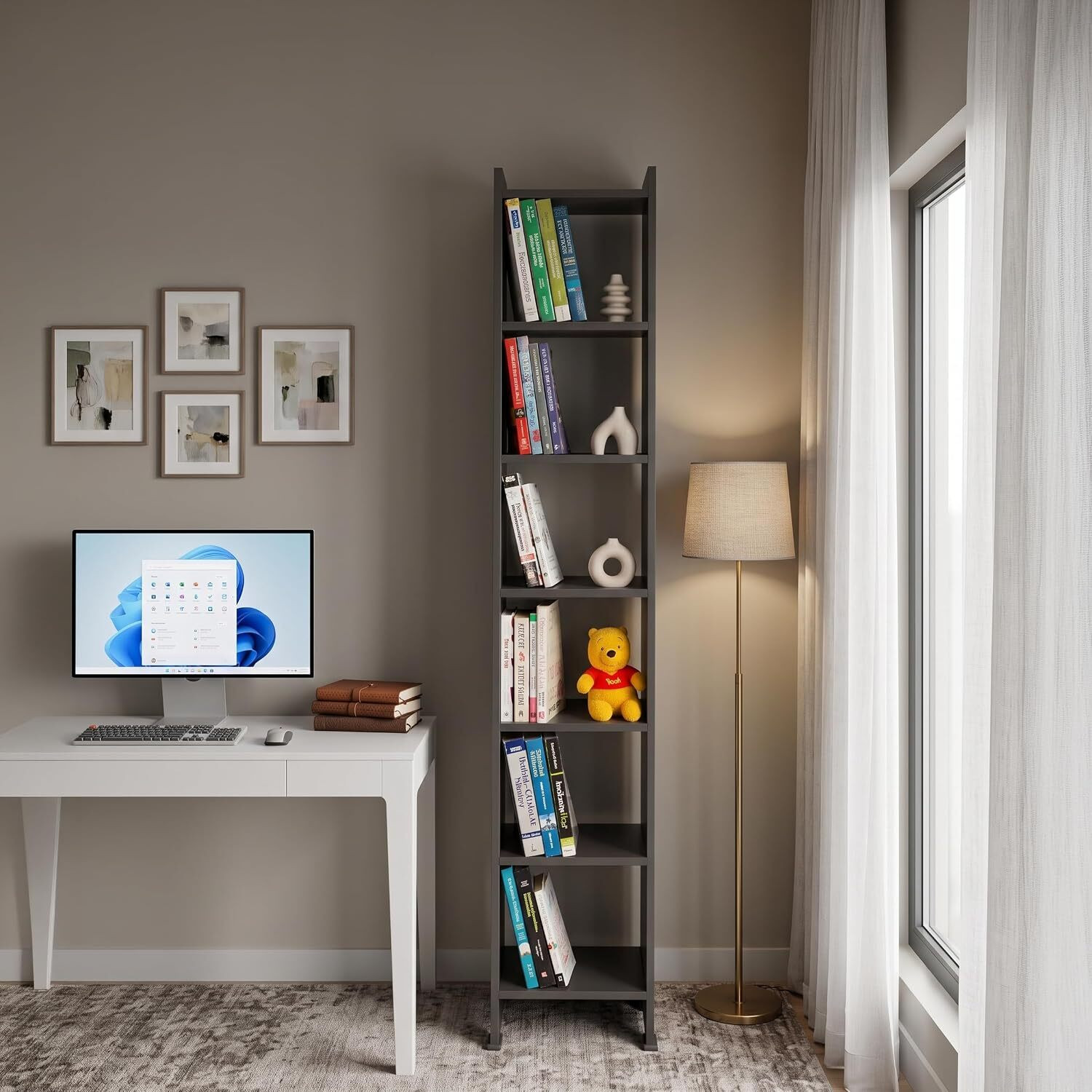 Image of Wudism Wudism Engineered Wood Semi-Open Book Shelf