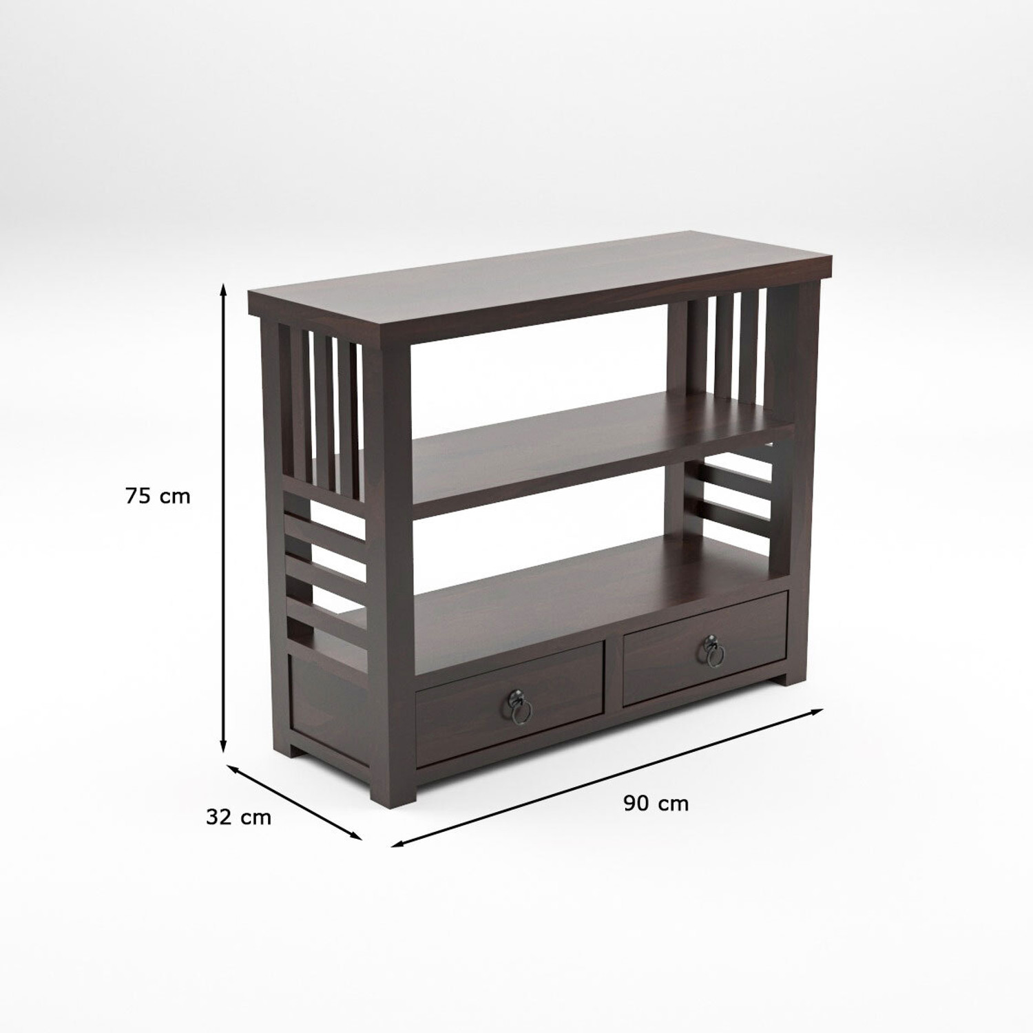 Image of CLANECRAFT Solid Sheesham Wood Book Shelf For Study Room / Living Room / Library | Solid Wood Semi-Open Book Shelf