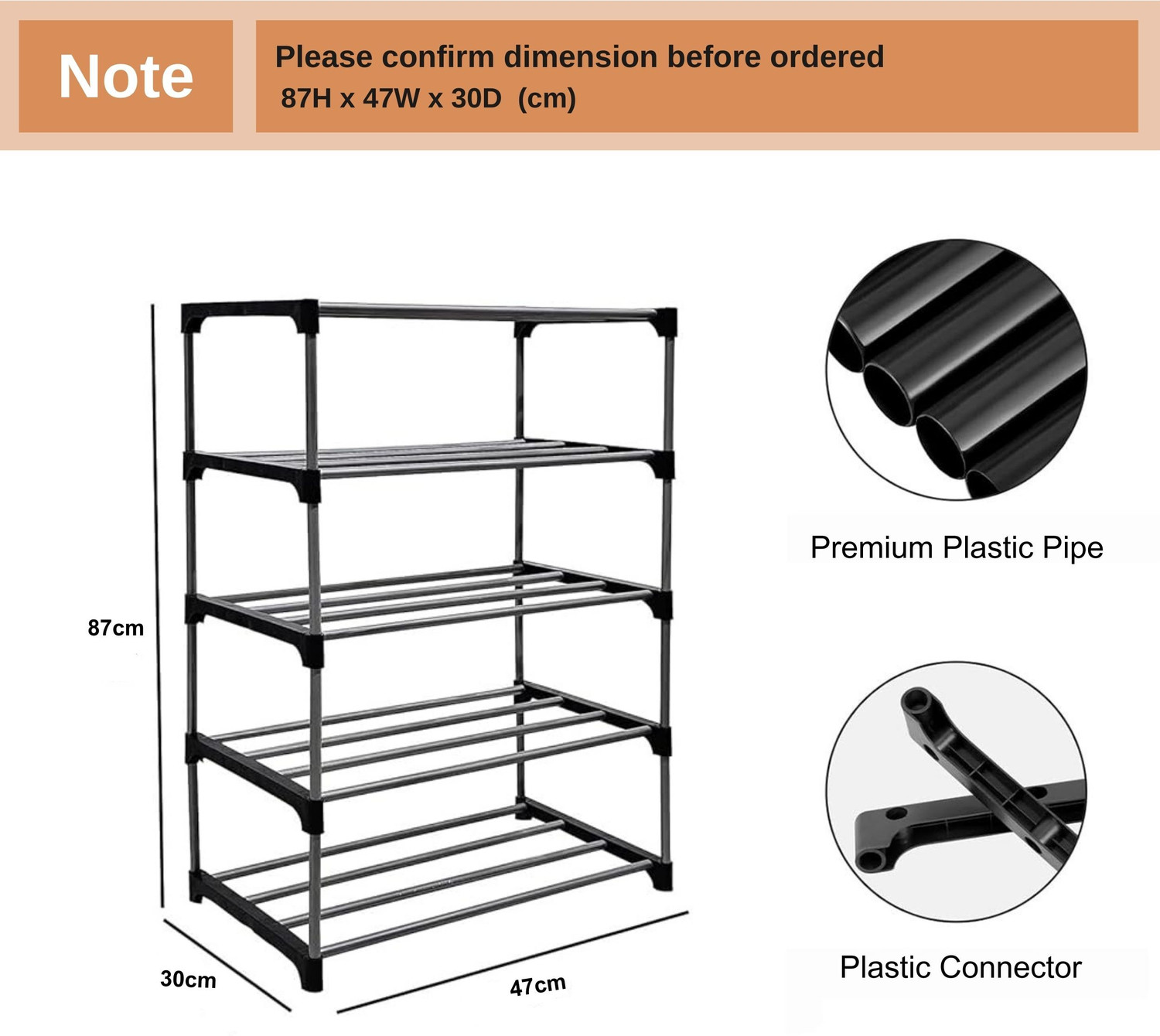 Image of Zyra 5 Tier Plastic Foldable Shoe Rack Multipurpose Storage Organizer Stand For Home Plastic Shoe Stand