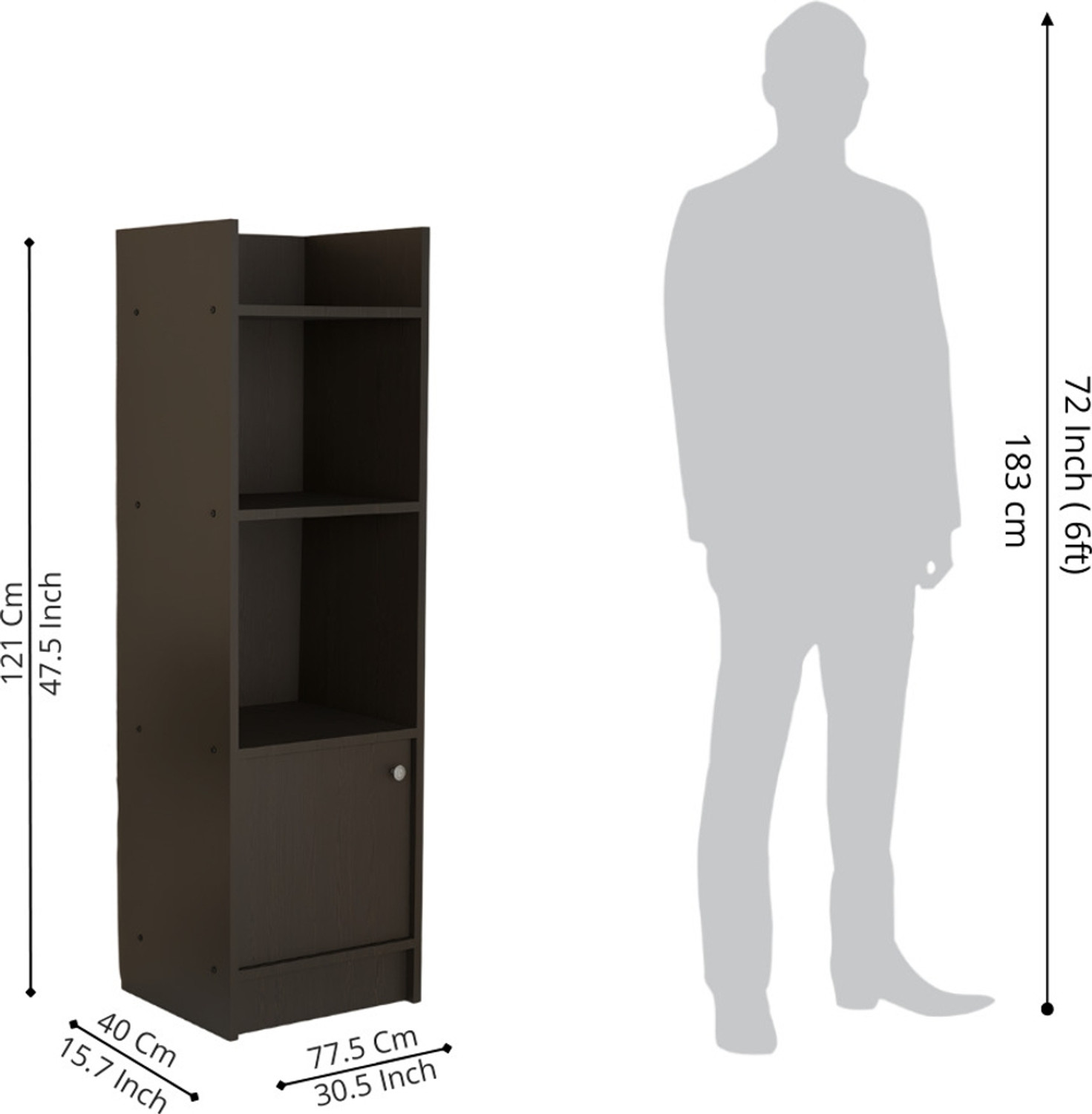 Image of neuspace Phoenix BS 3 Layer Bookshelf with Storage Cabinet | Open Display Book Rack Engineered Wood Semi-Open Book Shelf