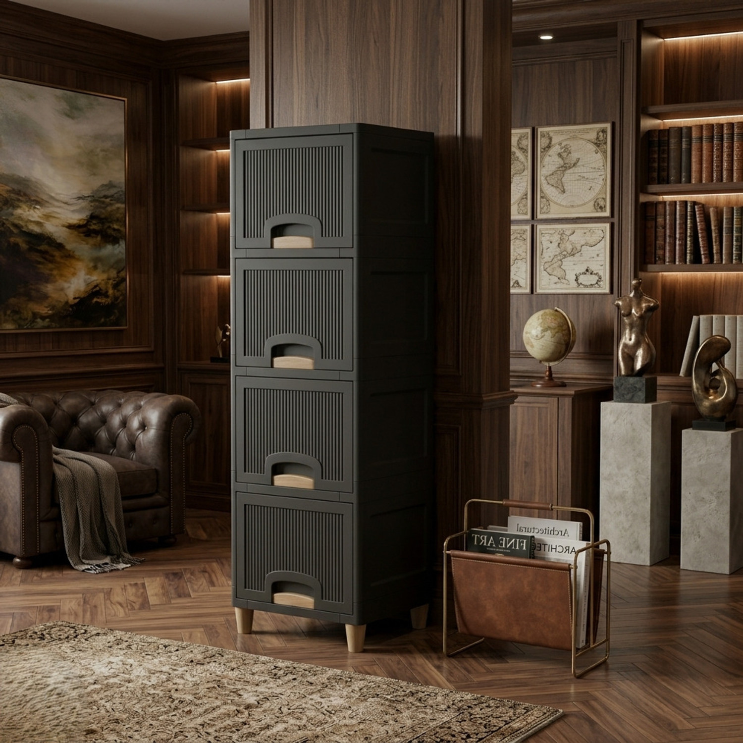 Image of GROTHEORY Space Efficient Multi-Layer Storage Cabinet for Home Plastic Close Book Shelf