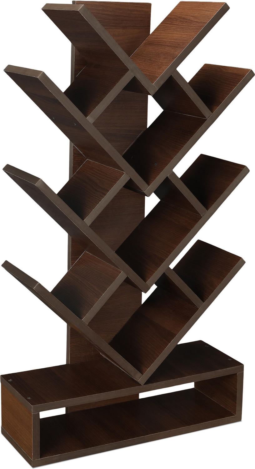 Image of NE Furniture Tree Bookshelf 5-Shelf Floor Standing Bookcase Free Standing Magazines Books Engineered Wood Open Book Shelf