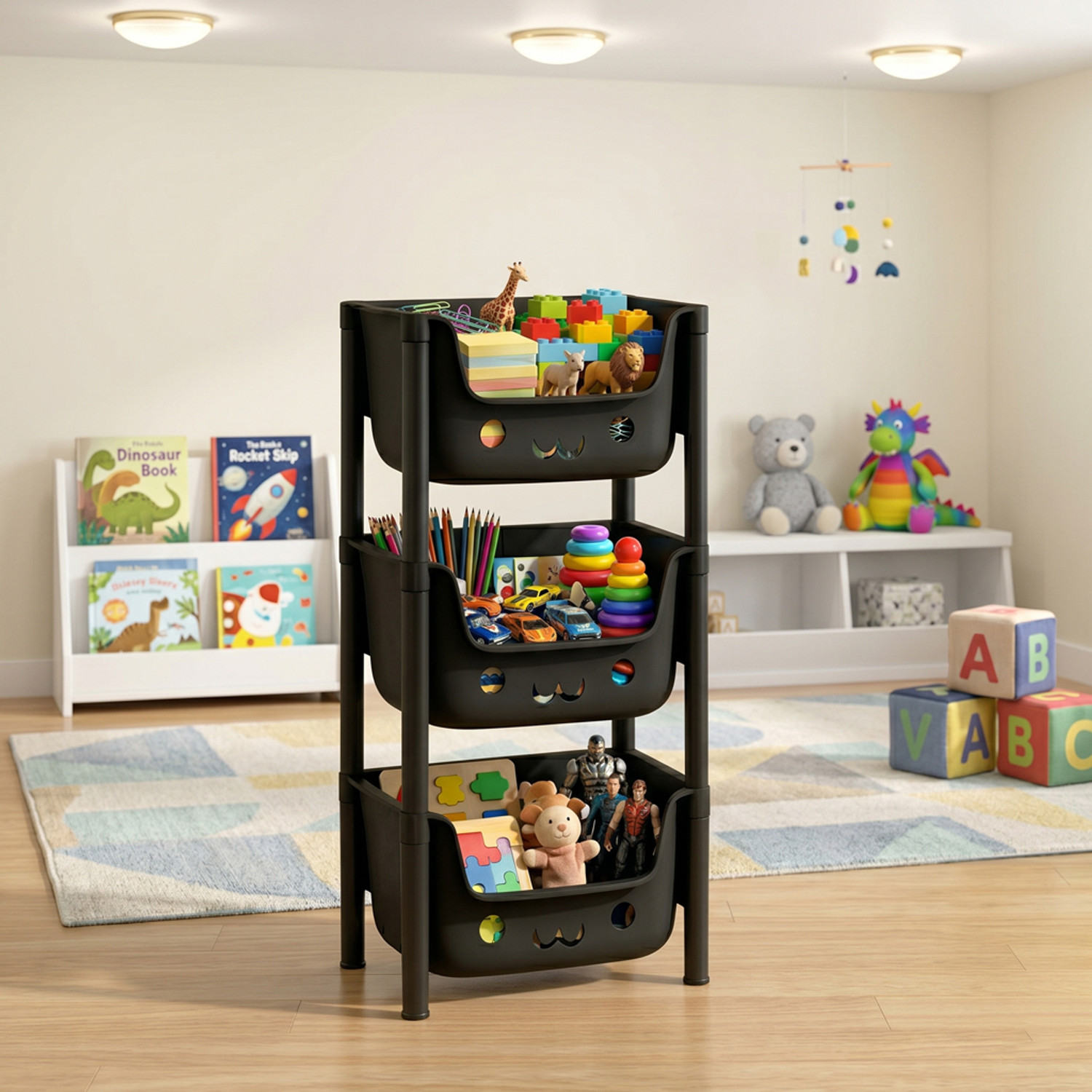 Image of Suptikes Lightweight Modular Drawer Storage Unit for Kids Plastic Close Book Shelf
