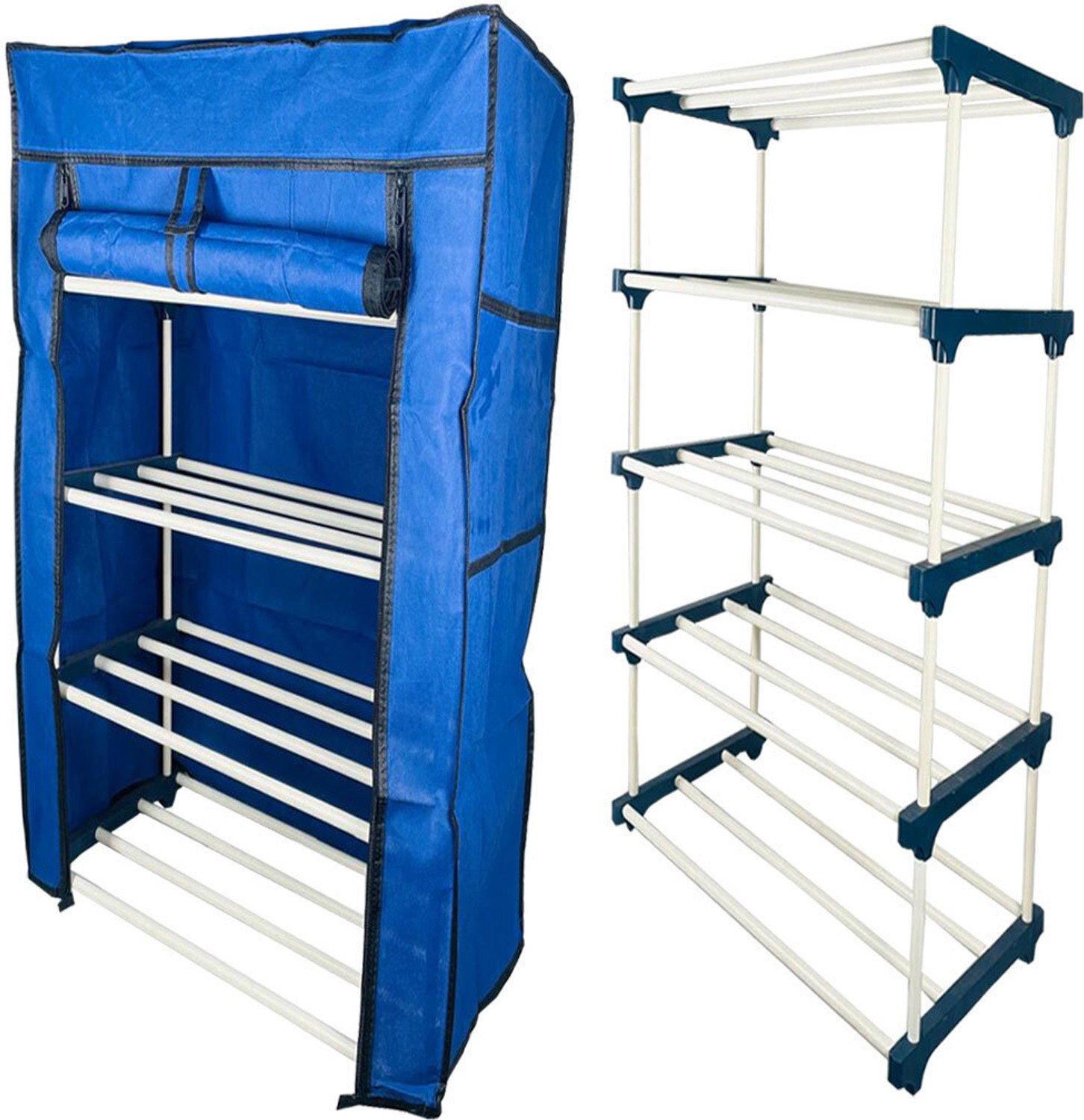 Image of TURBOMAX Multipurpose shoe rack /Wardrobe Heavy Material PVC Plastic Pipes with cover Plastic Open Book Shelf