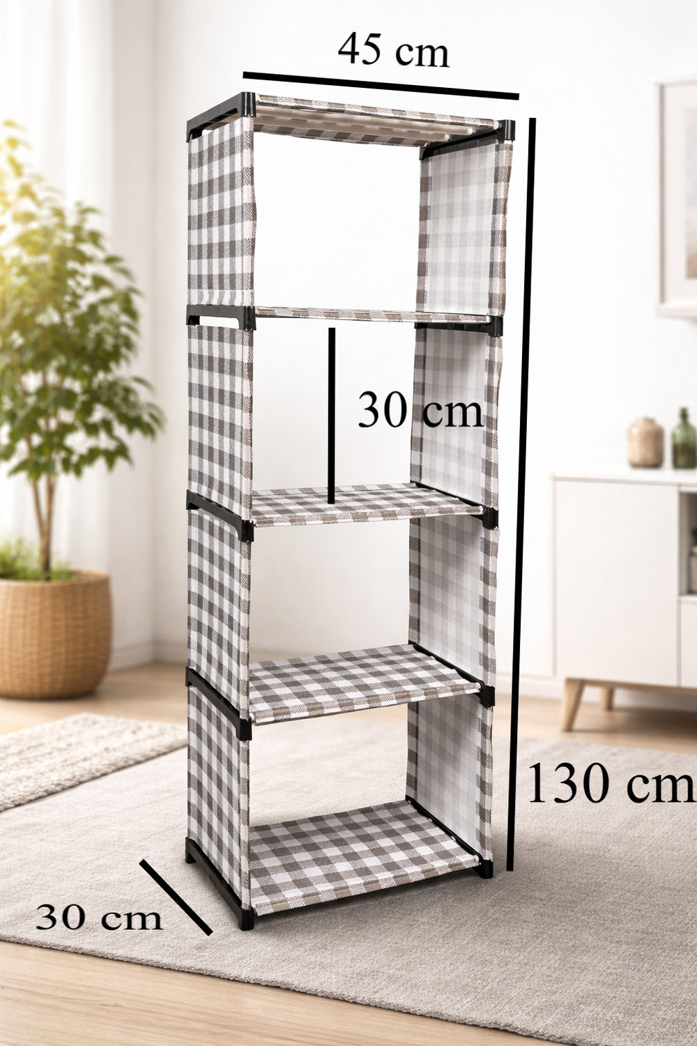Image of Saklak 5 layer premium bookshelf with fabric cover Plastic Open Book Shelf