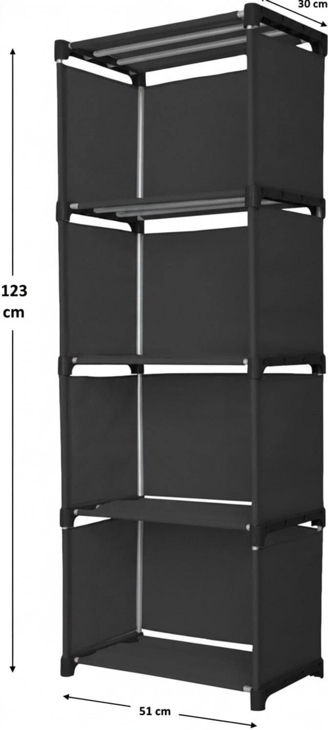 Image of QUARCK 5 Layer Open Book shelf Black Multipurpose use Home storage and study room Plastic Semi-Open Book Shelf