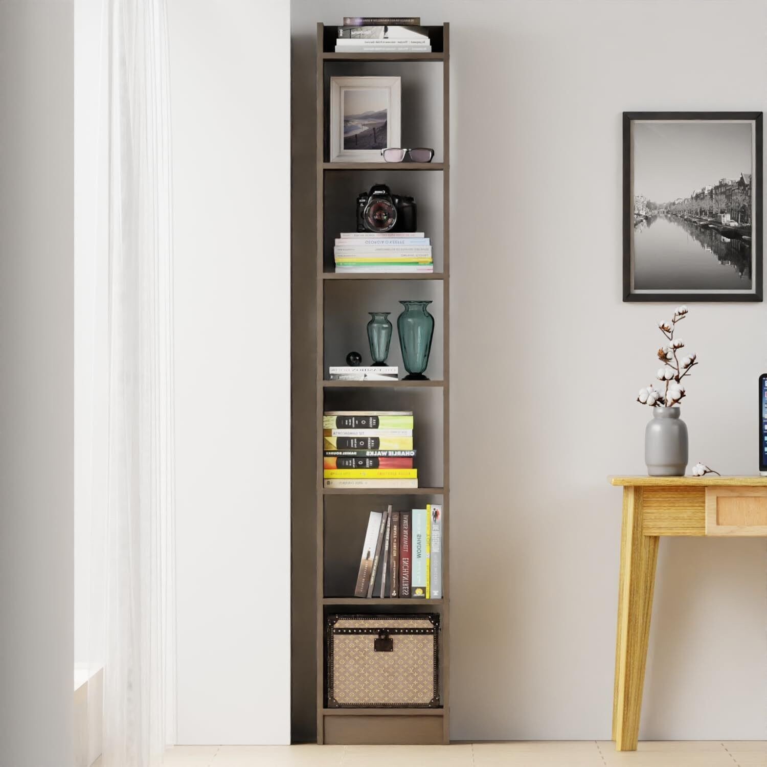 Image of LUKZER 6 Layer Bookcase Multipurpose Rack (MR-005) Engineered Wood Open Book Shelf